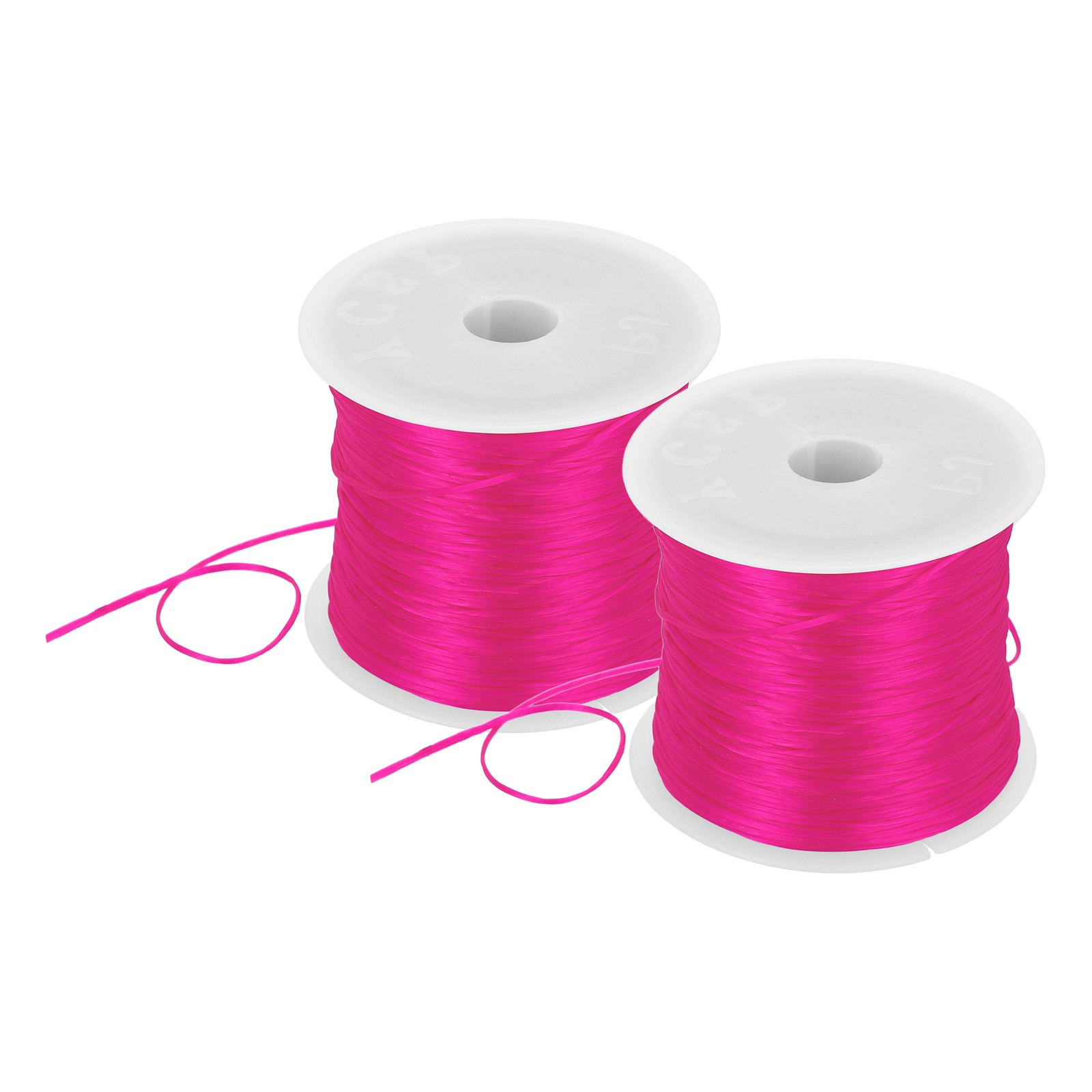 2 Rolls Elastic String for Bracelets, 1mm Stretch Bead Cord Rose Red, 100m