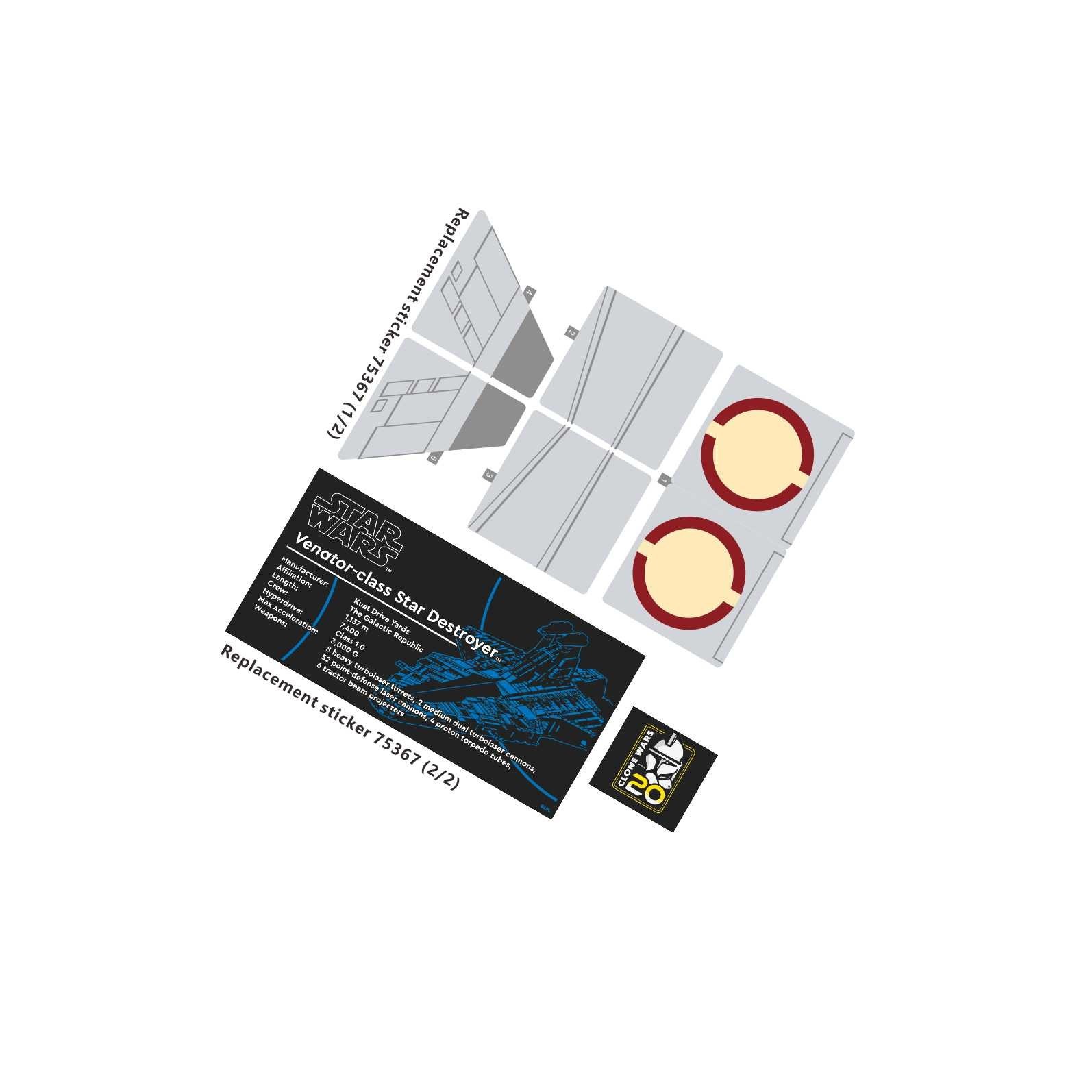 Replacement sticker for set 75367 Precut sticker