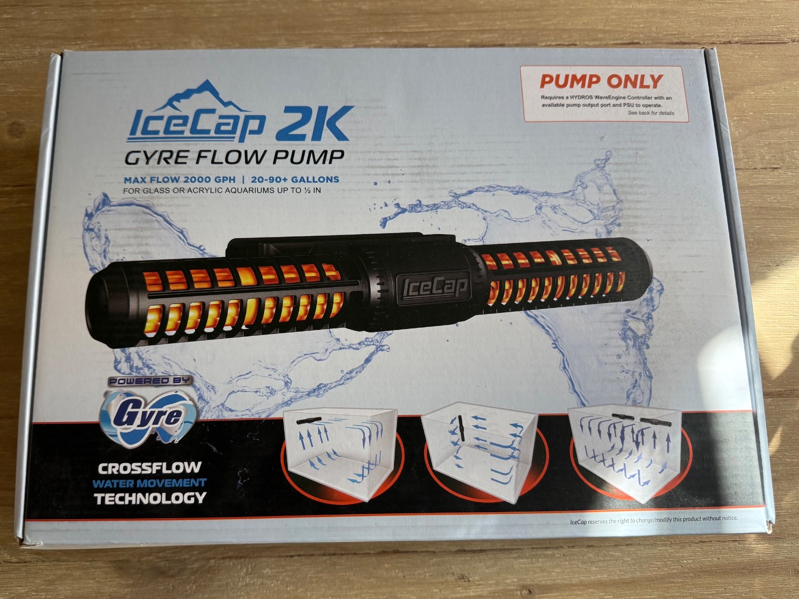 Icecap 2k Gyre Flow Pump with Controller 2000GPH Crossflow Water Movement
