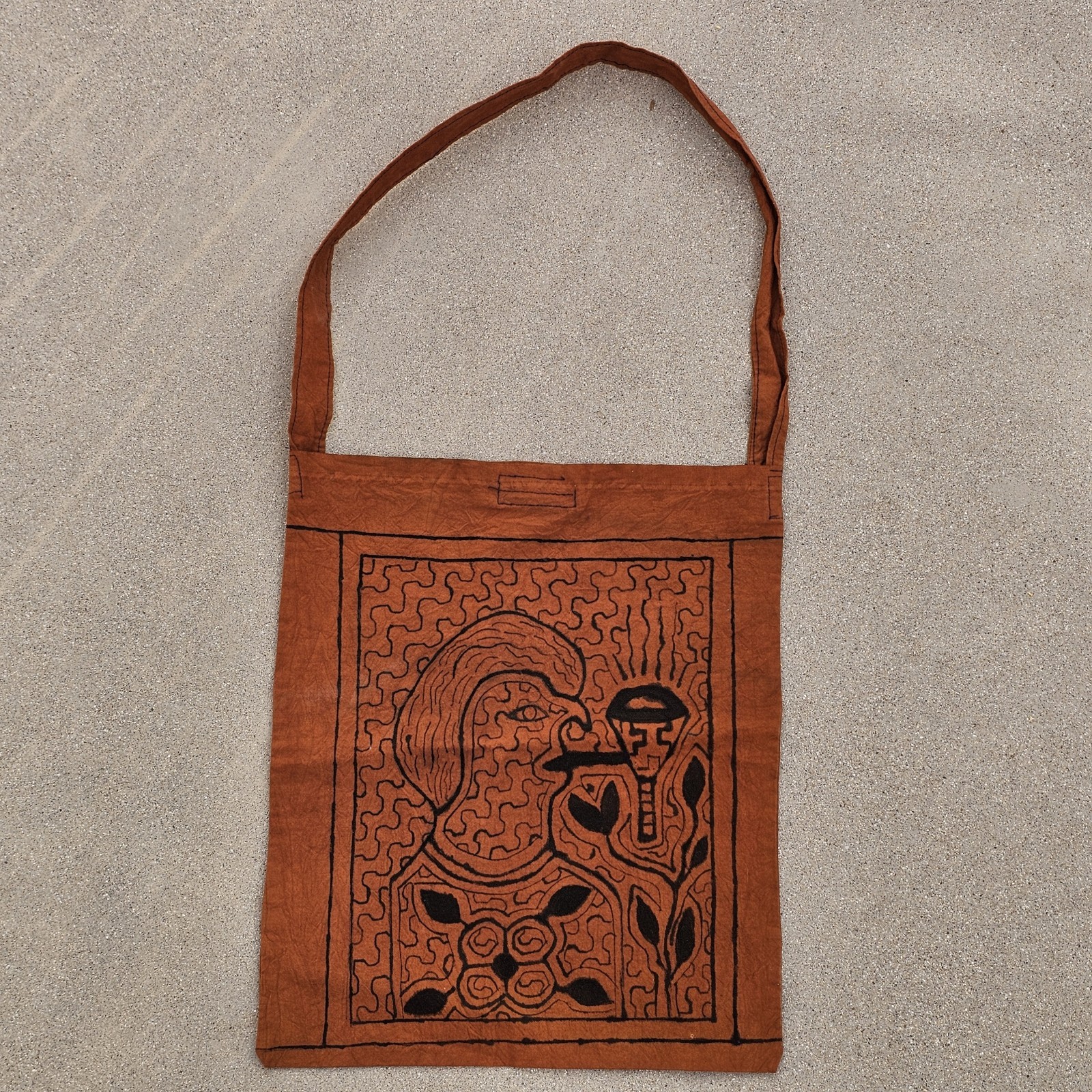 Shipibo Tribal Antique Style Hand Painted Tote Bag Ayahuasca Visions New 28"