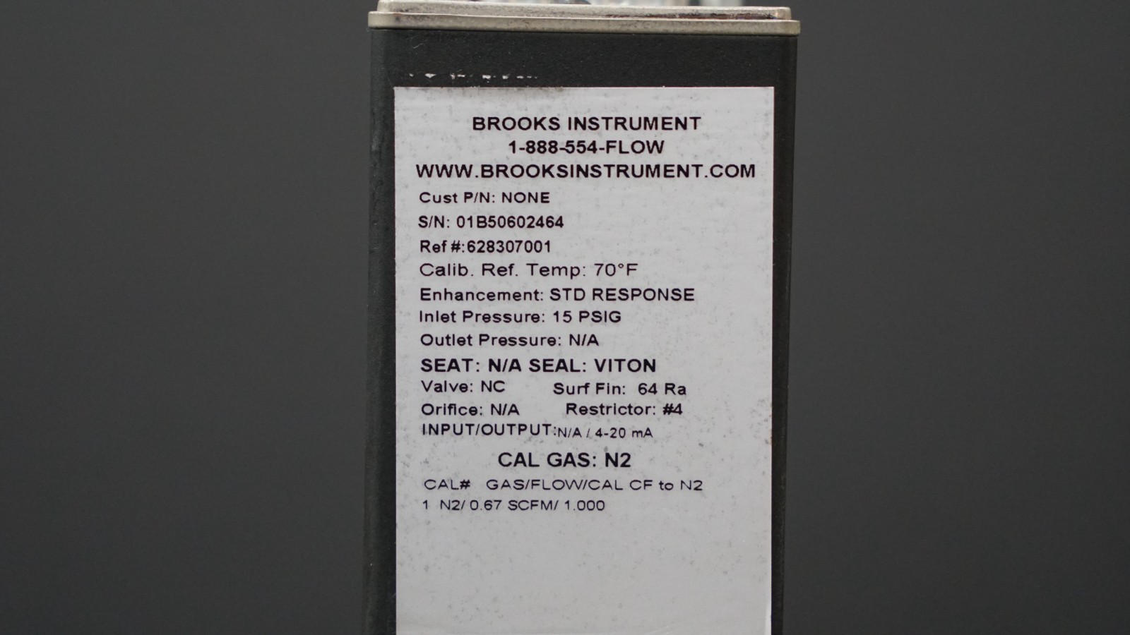 Brooks Instrument SLA5860S1BAA0C2A1 Mass Flow Controller, N2, 0.67 SCFM FS FLOW