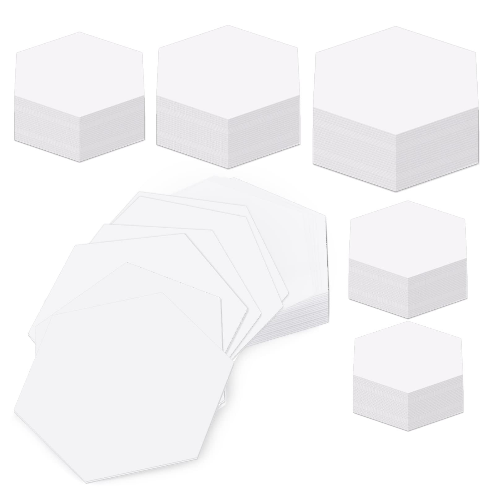 600 Pieces Papers Piecing Hexagon Paper Piecing Template 6 Sizes White Quilti...