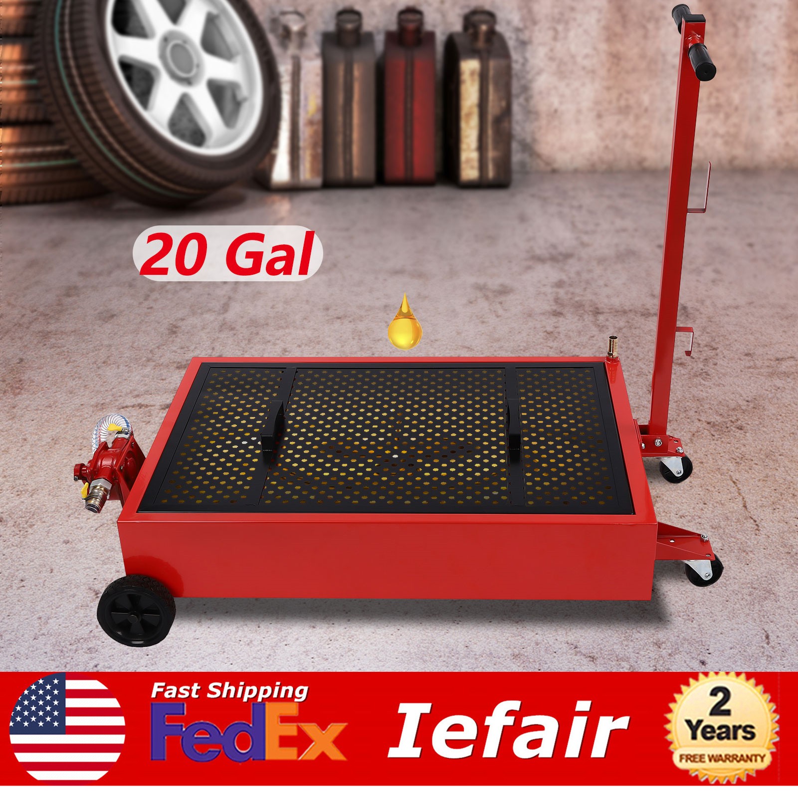 75.7L/20gal Oil Drain Pan Kit Oil Drain Tray Steel Oil Change Pan W/ Mesh Cover
