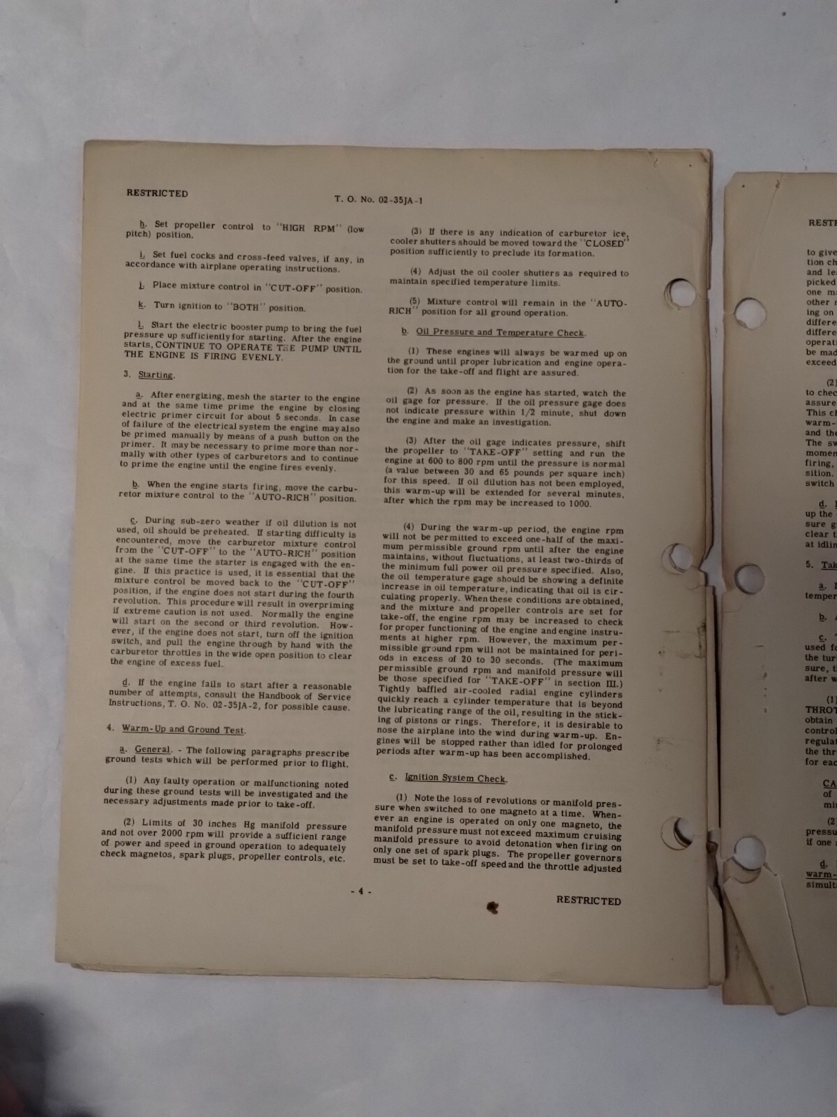 Wright Aircraft Engine & Associated Models R-3350-13, 21,23 Operation Instruct.