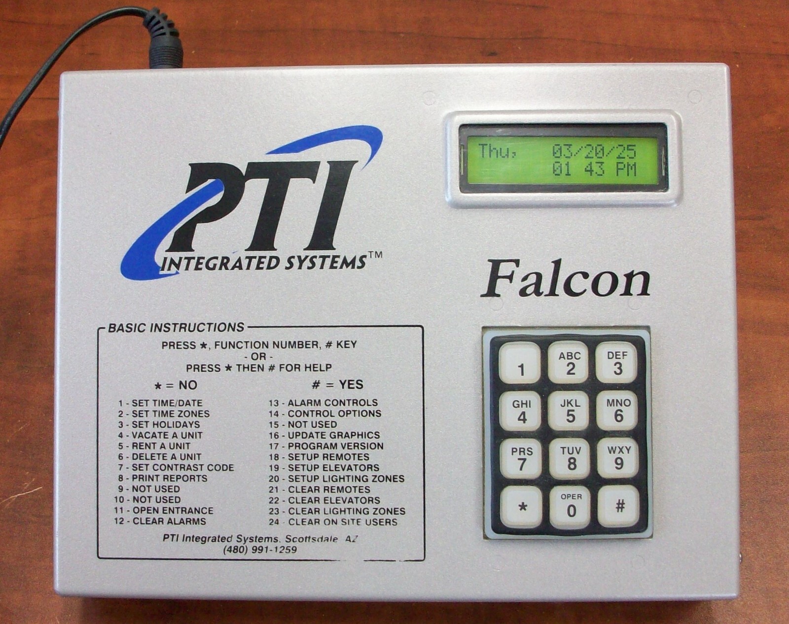 PTI Falcon Base Unit, Desktop Controller for Self Storage Keypad System. Working