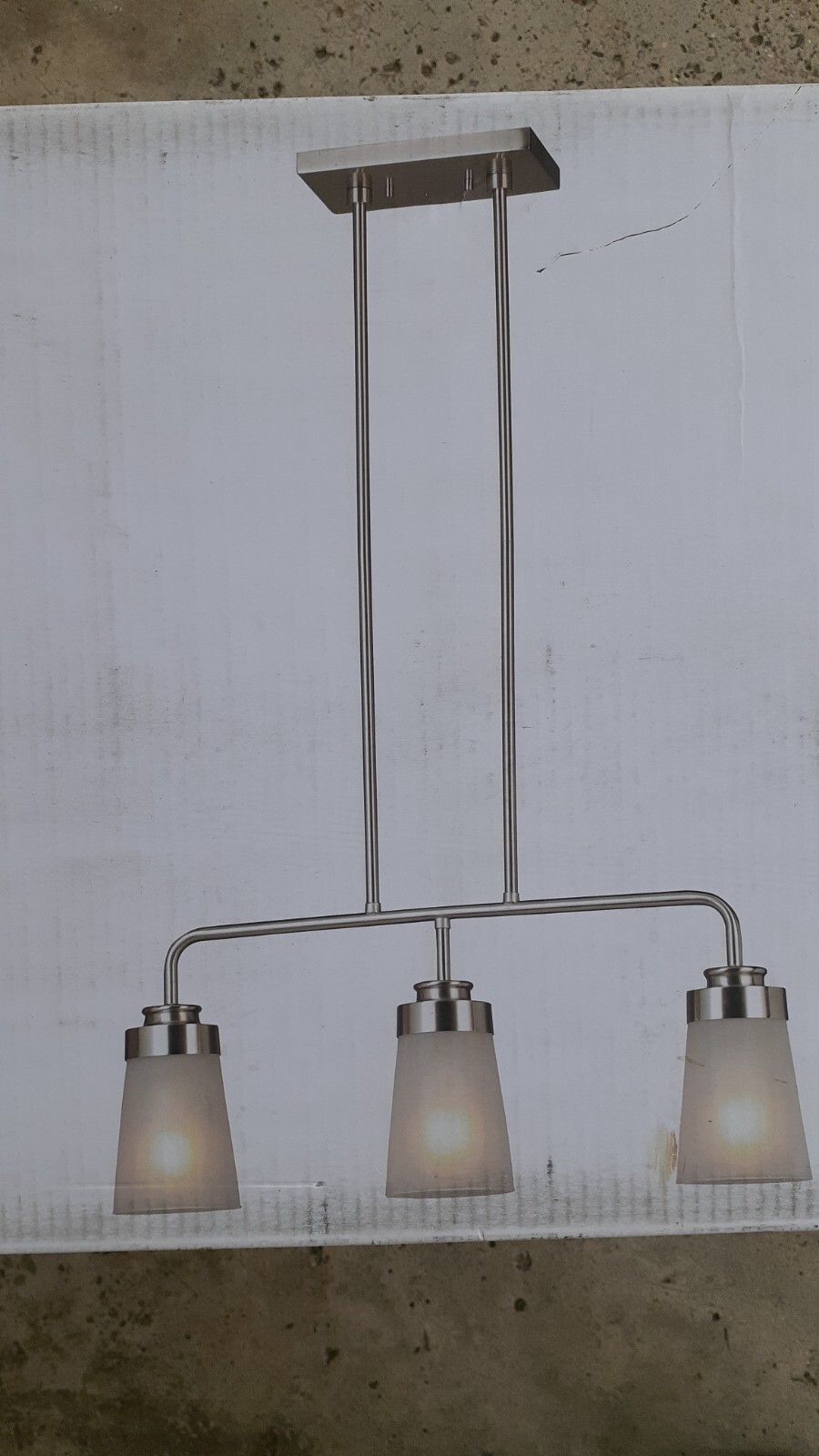 NIB: Nice 3-Lite Suspended PENDANT Ceiling LIGHT (Brush-Nickel Finish)