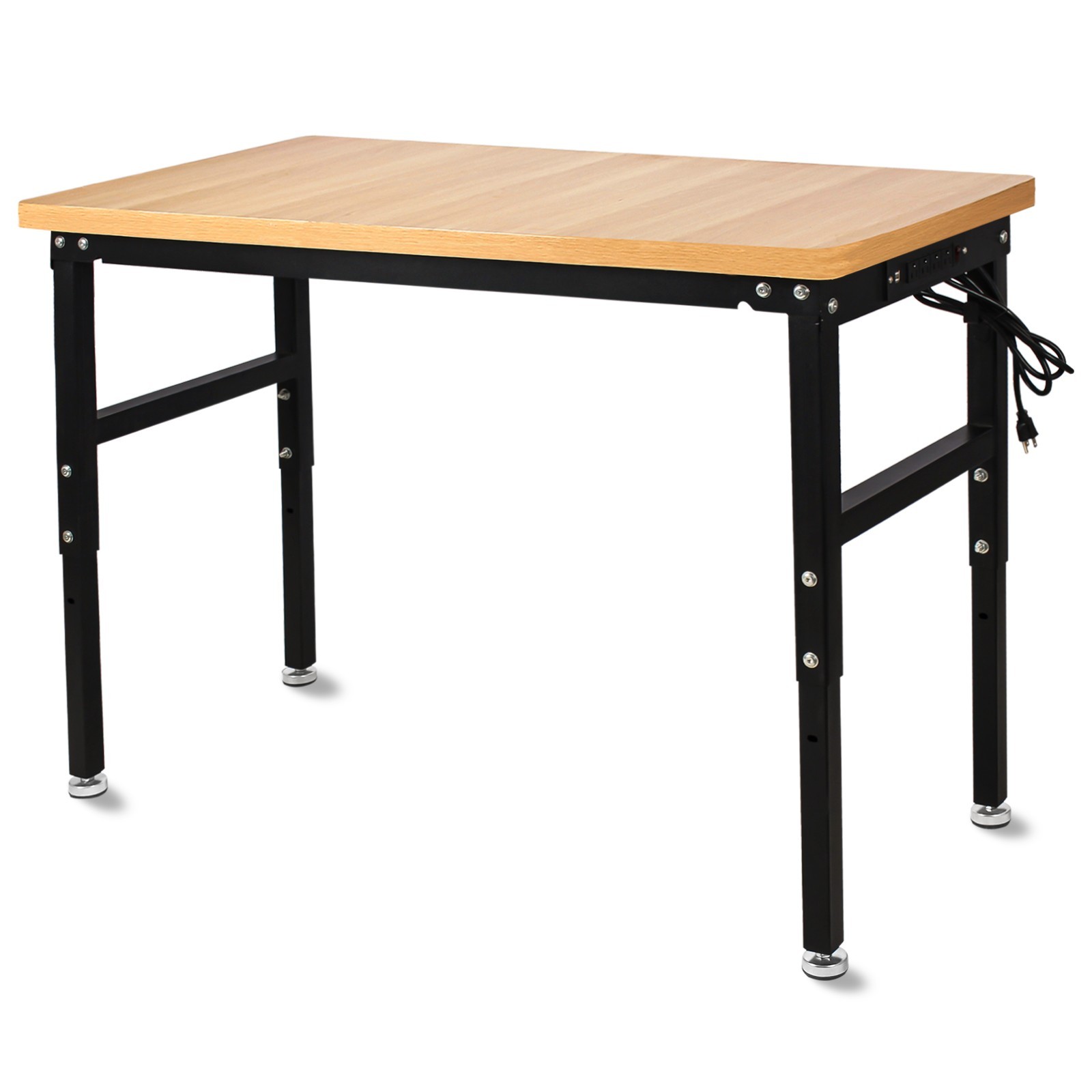 48''/60'' Adjustable Heigh Work bench with Power Outlet Hardwood Work Table