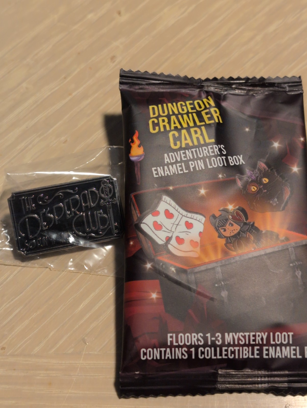 New Foam Brain Games Dungeon Crawler Carl Desperado Club Loot Box Enamel Pin