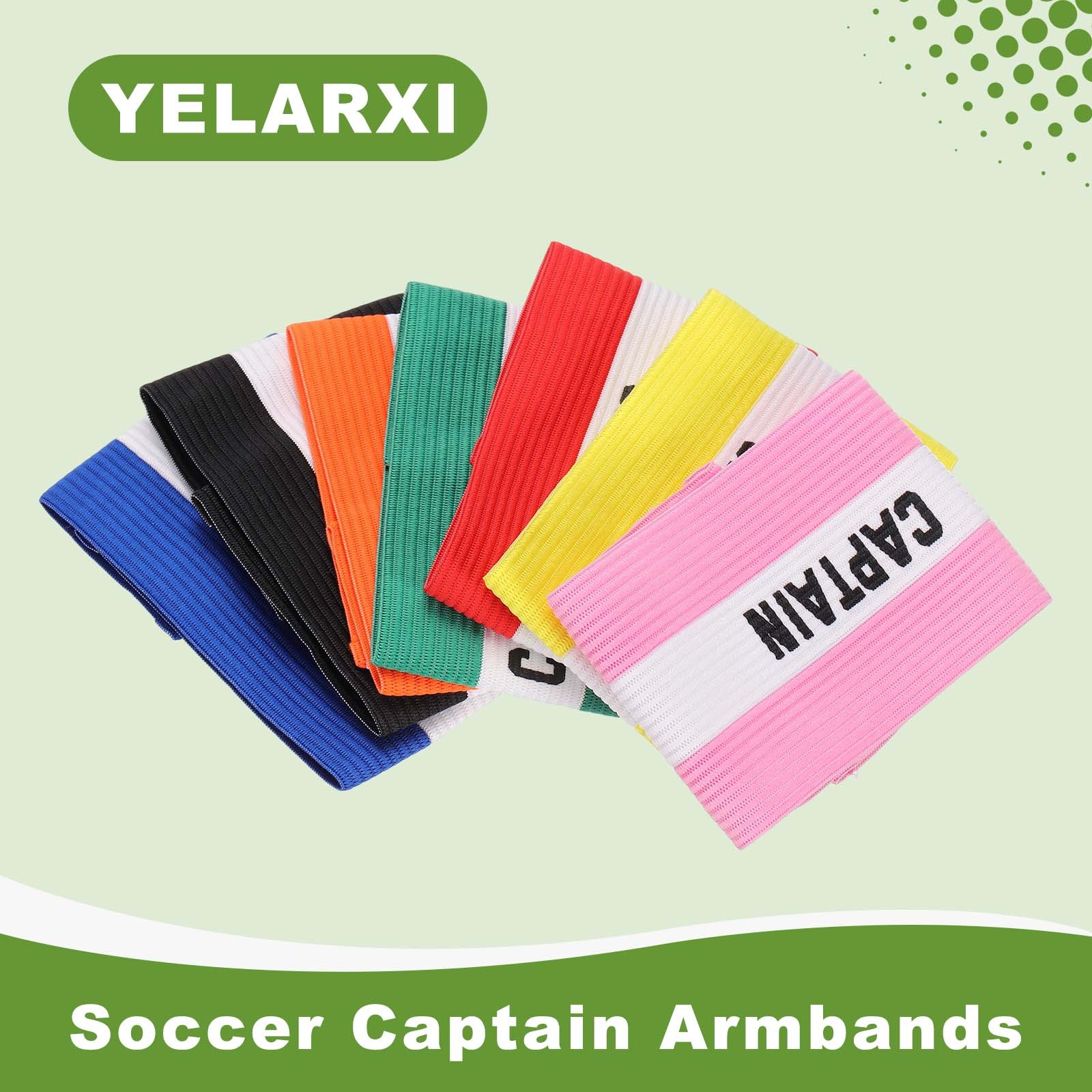 3Pcs Soccer Captain Armbands, Adjustable Captain Bands, Green&White