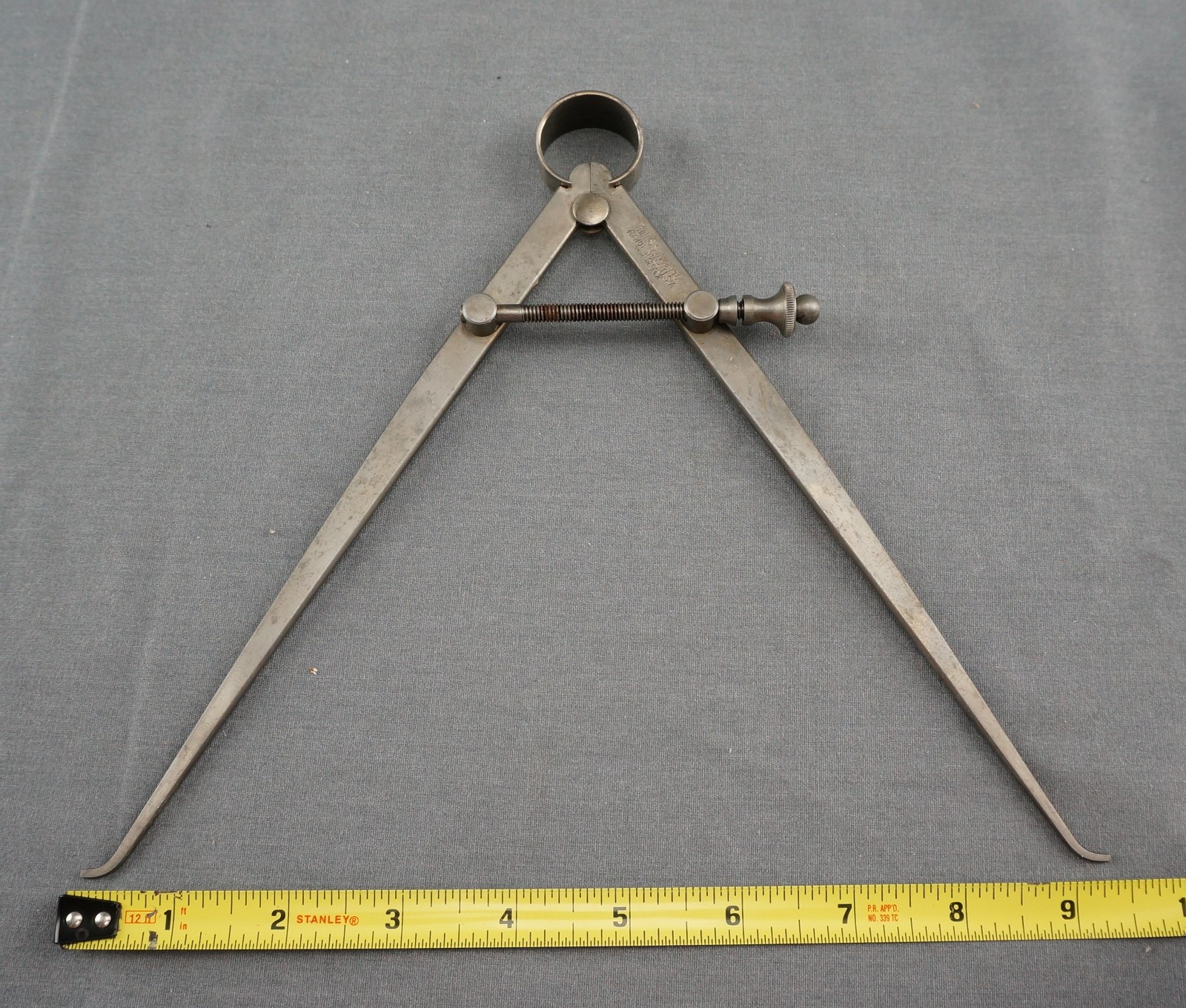 Vintage L.S. Starrett 9” Yankee Solid Spring Nut Inside Caliper Athol Mass.