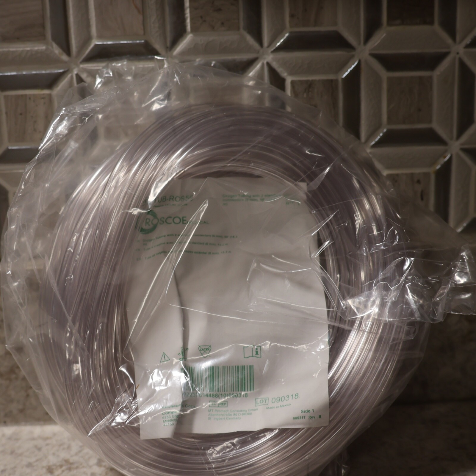 LOT OF 2 - Roscoe Medical TUB-ROS250 Oxygen Tubing w Two Standard Connectors 50’