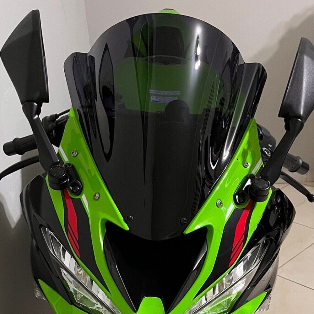For ZX6R 2019-2023 Motrocycle Front Windshield Double Bubble Windscreen Black