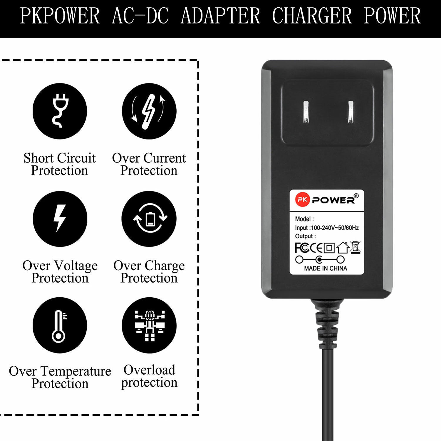 Pkpower 9V 1A Adapter Charger for Zoom RT-123 RT-223 ST-224 Guitar Effect Pedal