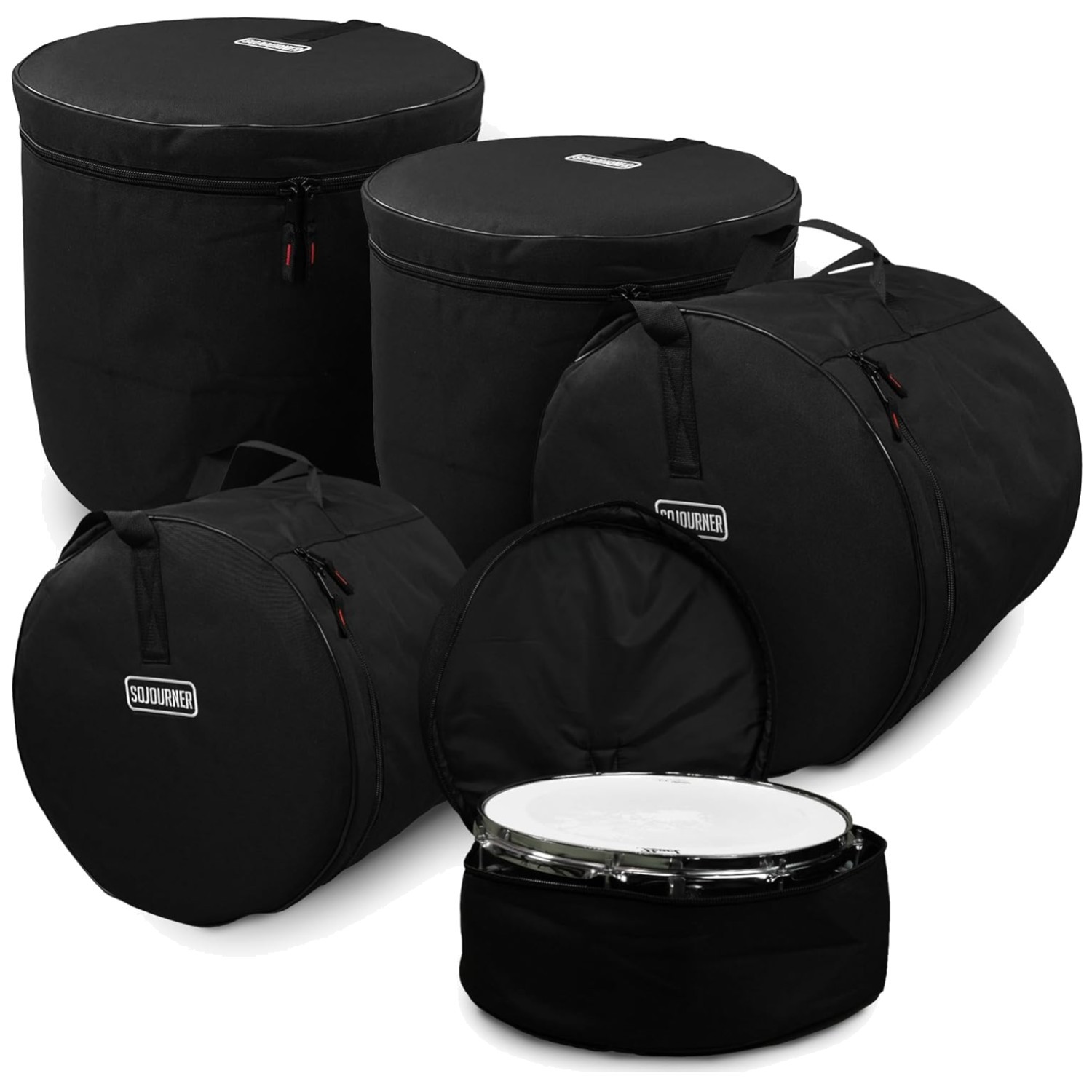Padded Drum Bags Set - 22" Kick, 12"/13"/16" Tom, 14" Snare