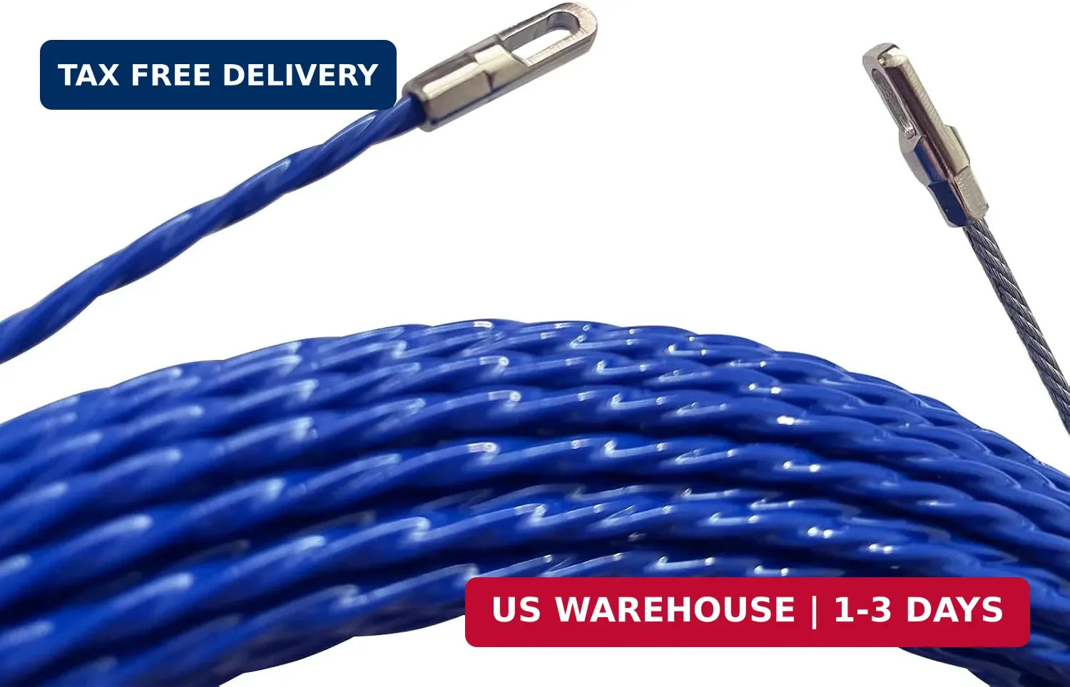 30M Wire Puller Cable Pulling Rod Fish Cable Fastener Wire Puller Blue