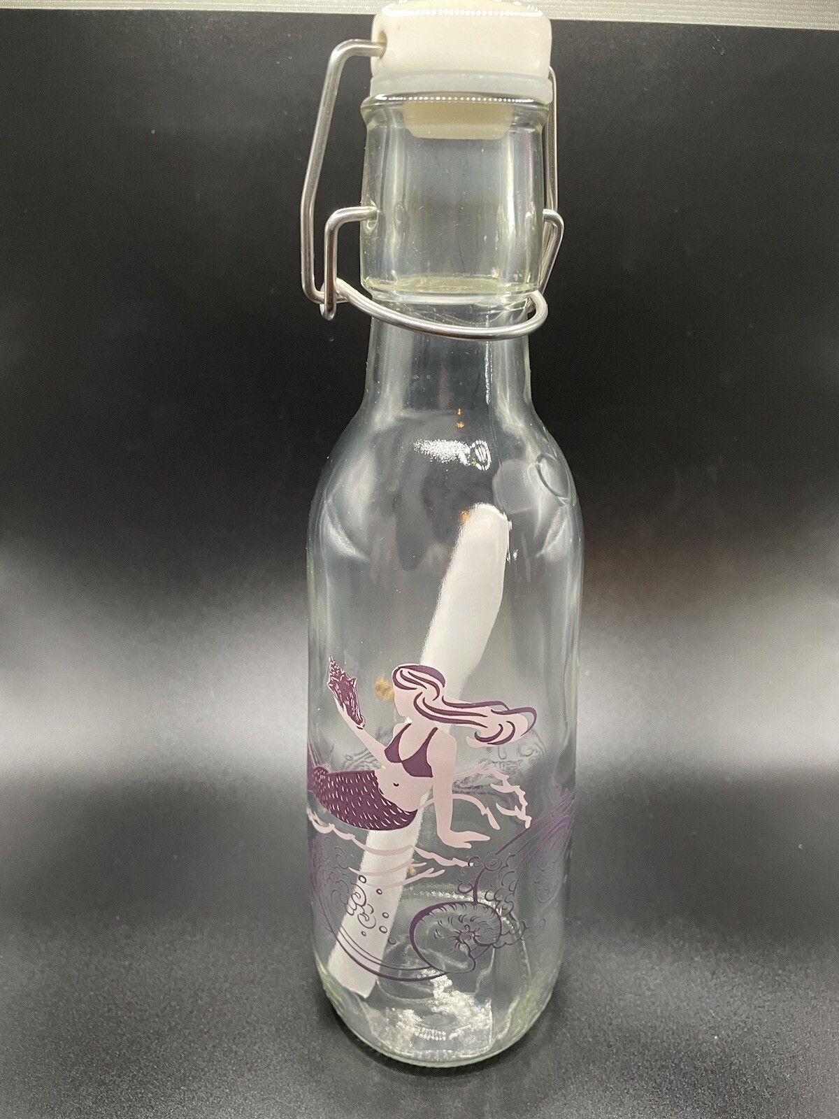 LOVE Bottle Glass Water bottle USA made Swing Lid BPA-Free 16.9 oz Mermaid