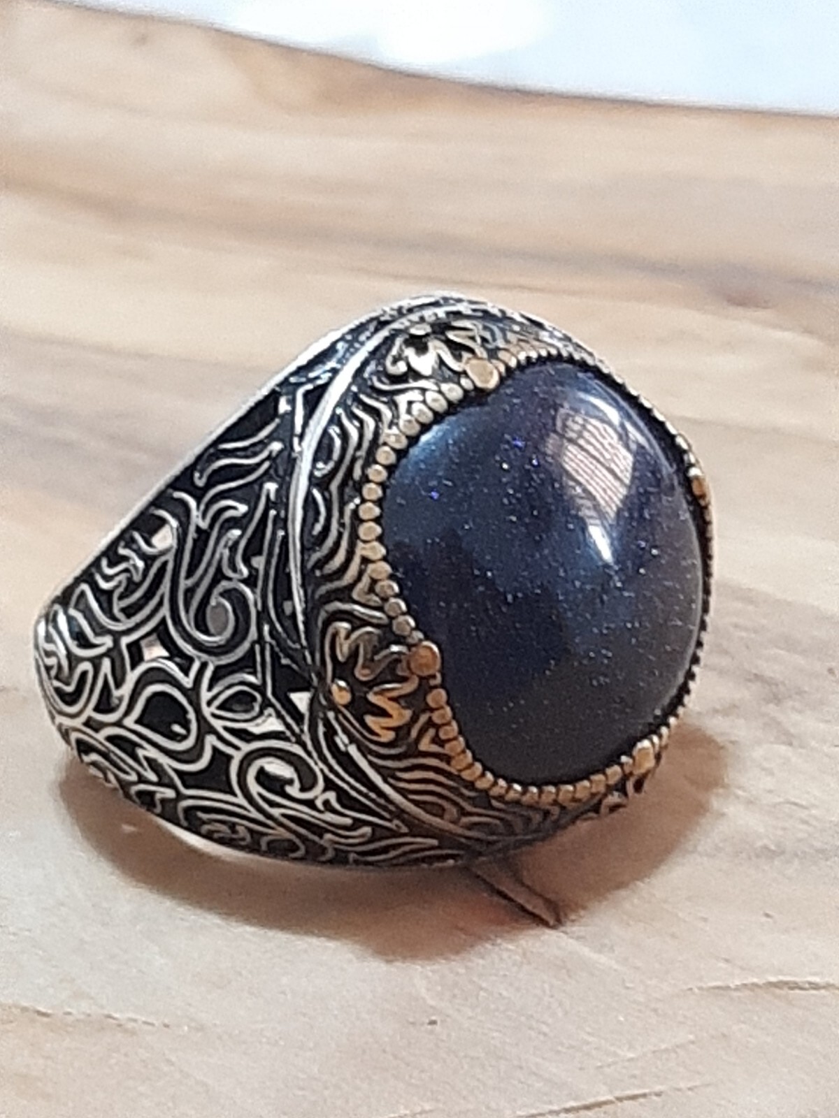 925 SILVER RING Sterling Star Quartz Solitaire Seal Man Ring $