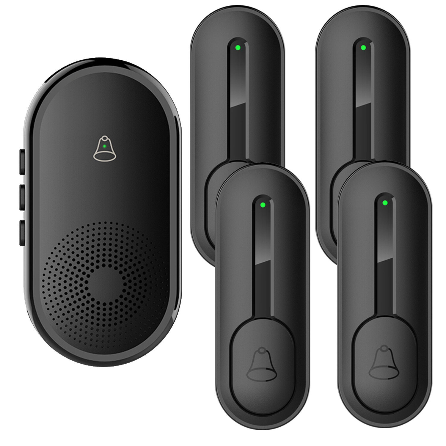 4 Call Buttons + 1 Wireless Musical Doorbell Receiver for Home/Elderly/Shop Call