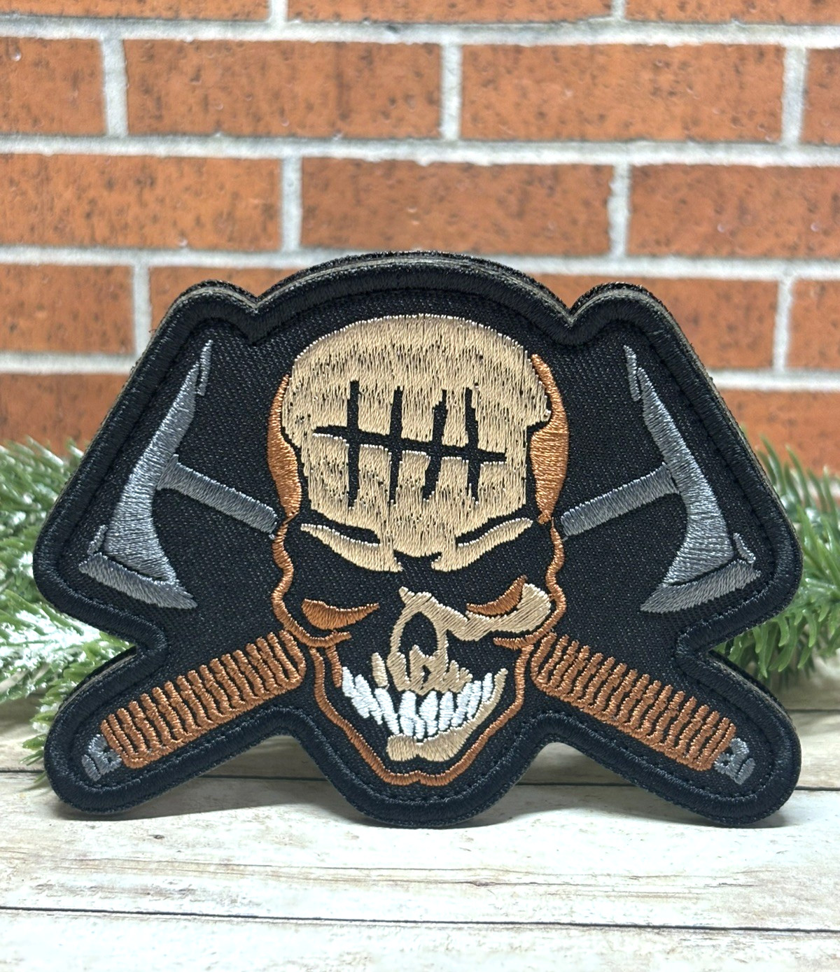 Tactical Morale Patch - Skull Punisher Patch - Embroidered Viking Axe Patch