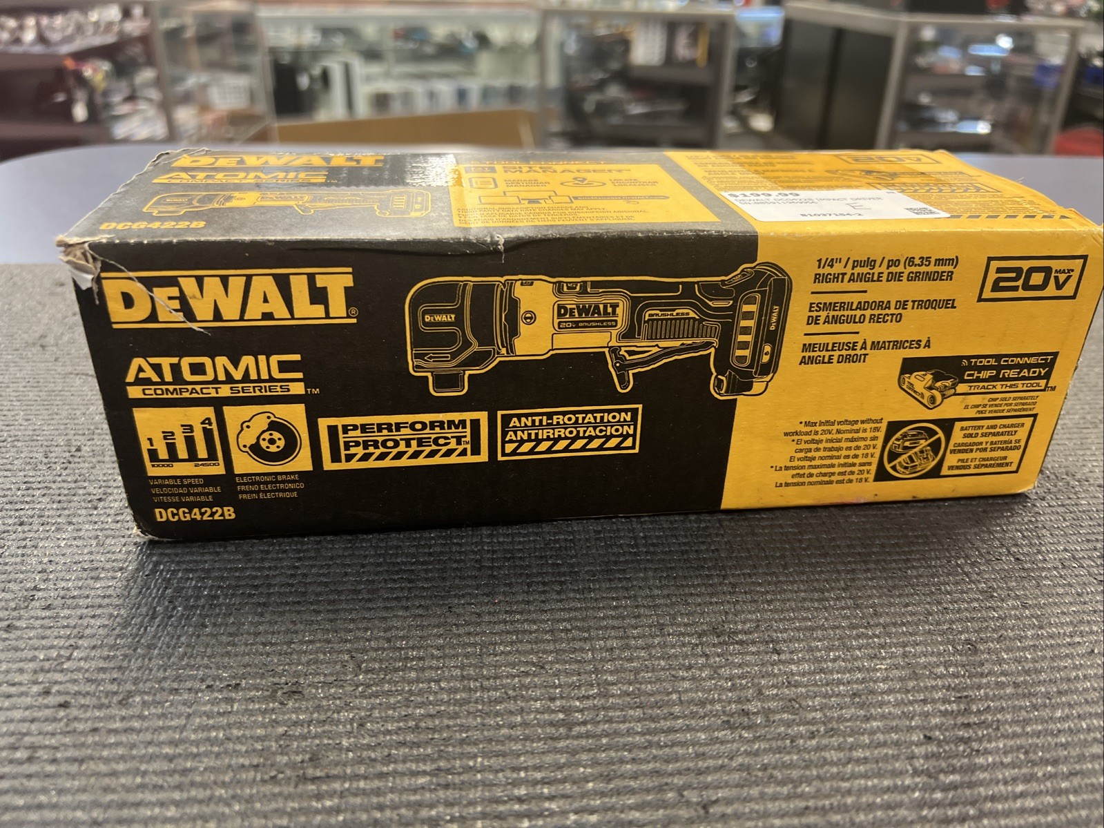 DEWALT 1/4" Right Angle Die Grinder Brushless DCG422B ATOMIC 20V MAX