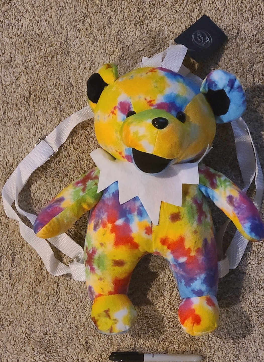 PLUSH BACKPACK - Grateful Dead Bear Rainbow by Bioworld Tie Dye 16" Tall NEW nwt