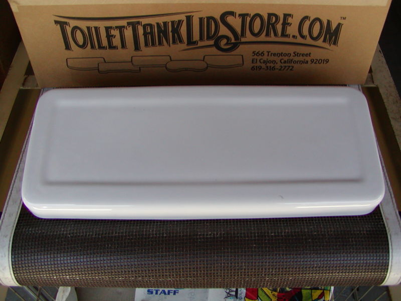 Norris Thermador Toilet Tank Lid WHITE has 6 Tabs 21 3/8" x 8 5/8" OD 17E8C