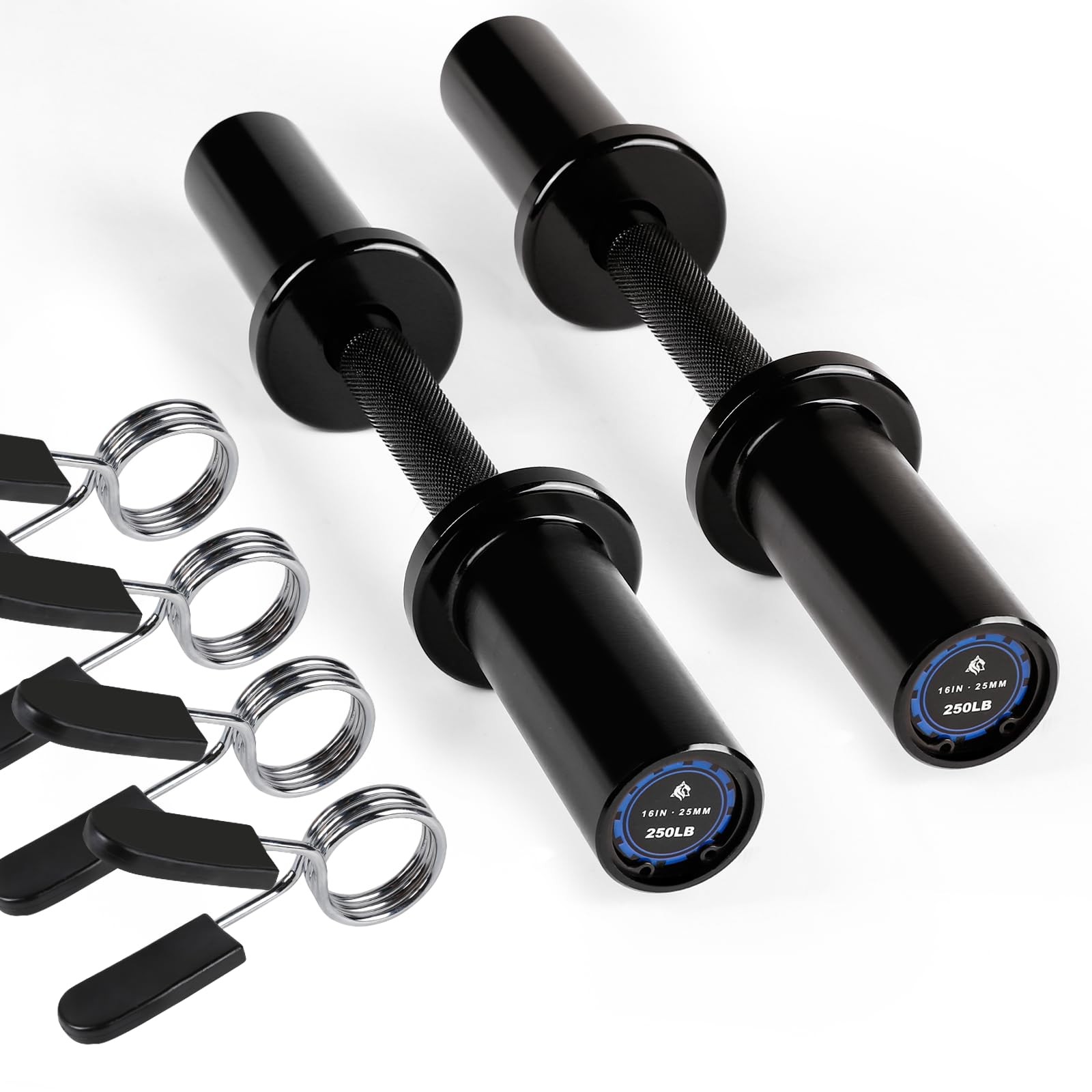 16" Loadable Dumbbells Pairs, Solid Steel Olympic Dumbbell Handles for 2" Pla...
