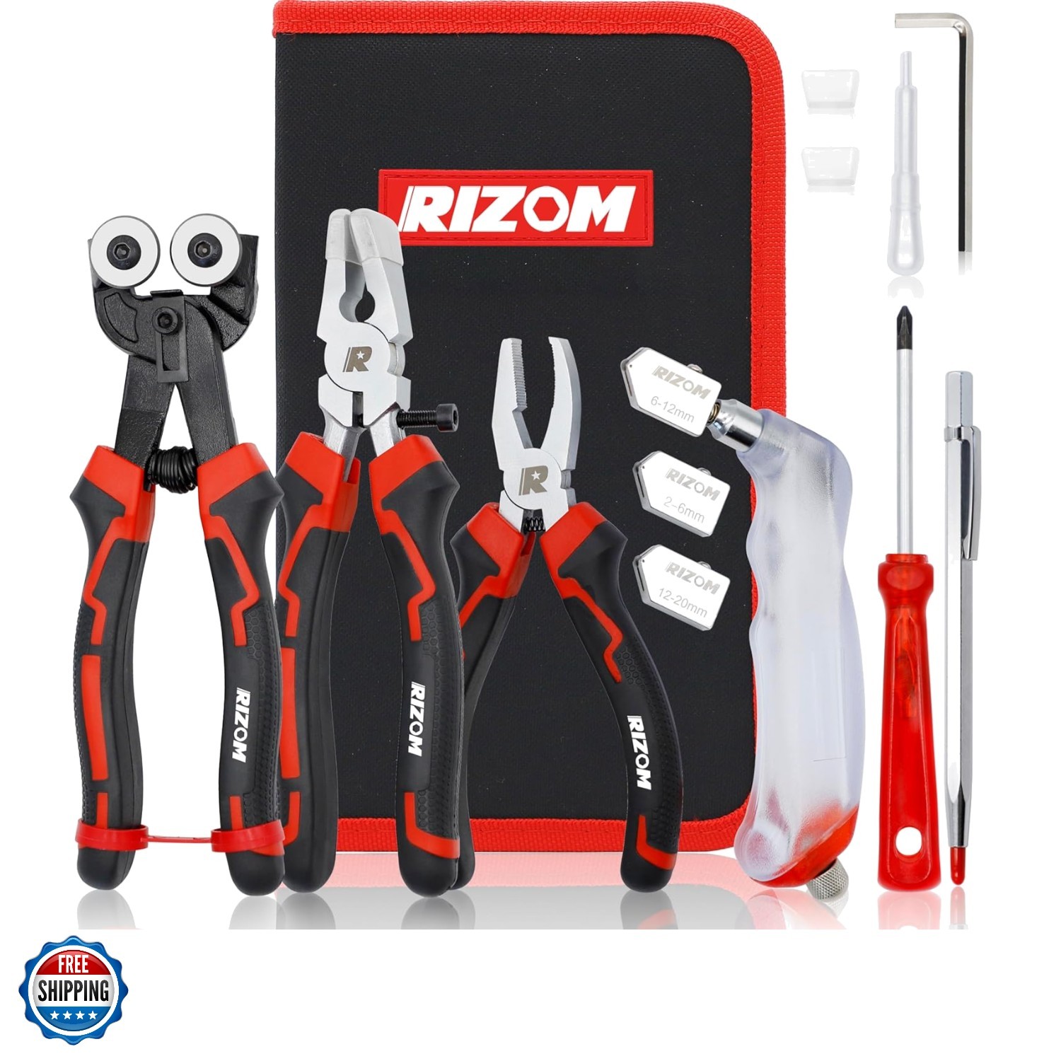 Glass Cutting Tool, Glass Cutter 2-20MM, 8" Tile Nippers, 8" Glass Running Pl...