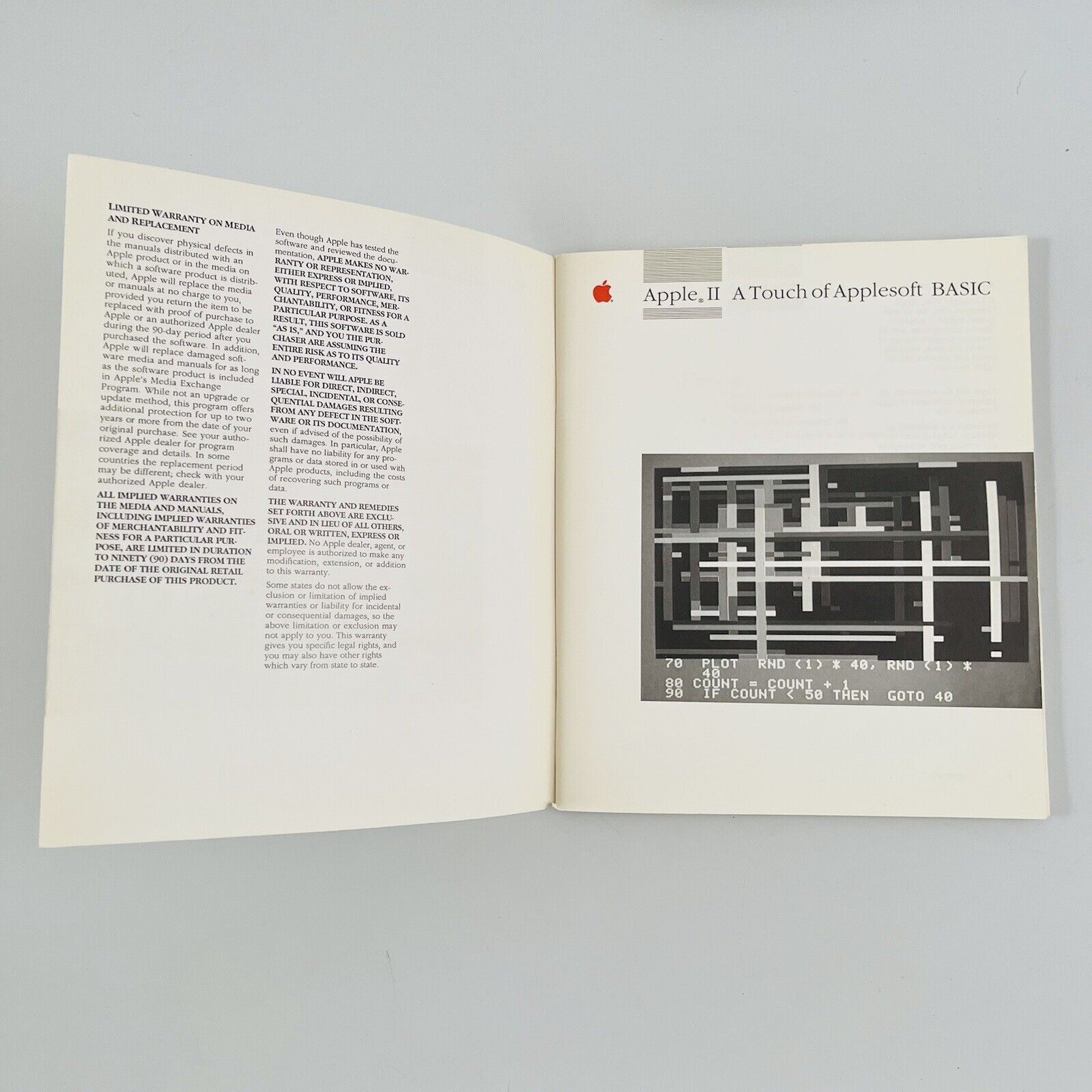 Apple II A touch of AppleSoft BASIC Tutorial Manual VTG 1986 .......