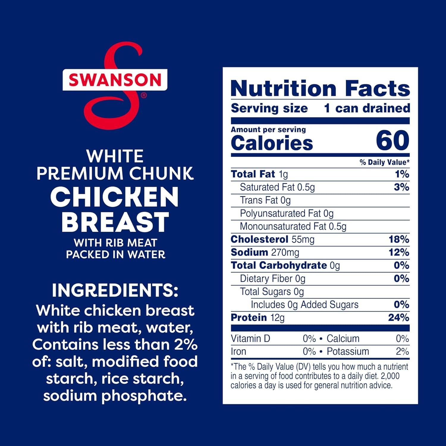 Ready-to-Eat Swanson Chunk Chicken Breast - 4.5 oz Can, 98% Fat Free & Versatile