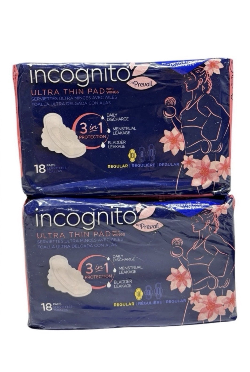 (2) Incognito Maternity Feminine Regular Ultra Thin Pads w/ Wings Prevail 18ct