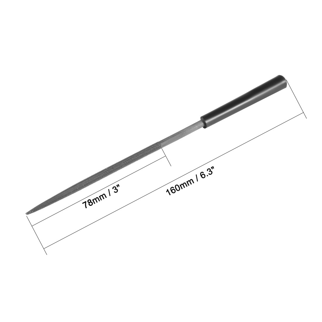 Second Cut Steel Round Needle File with Plastic Handle 4mm x 160mm