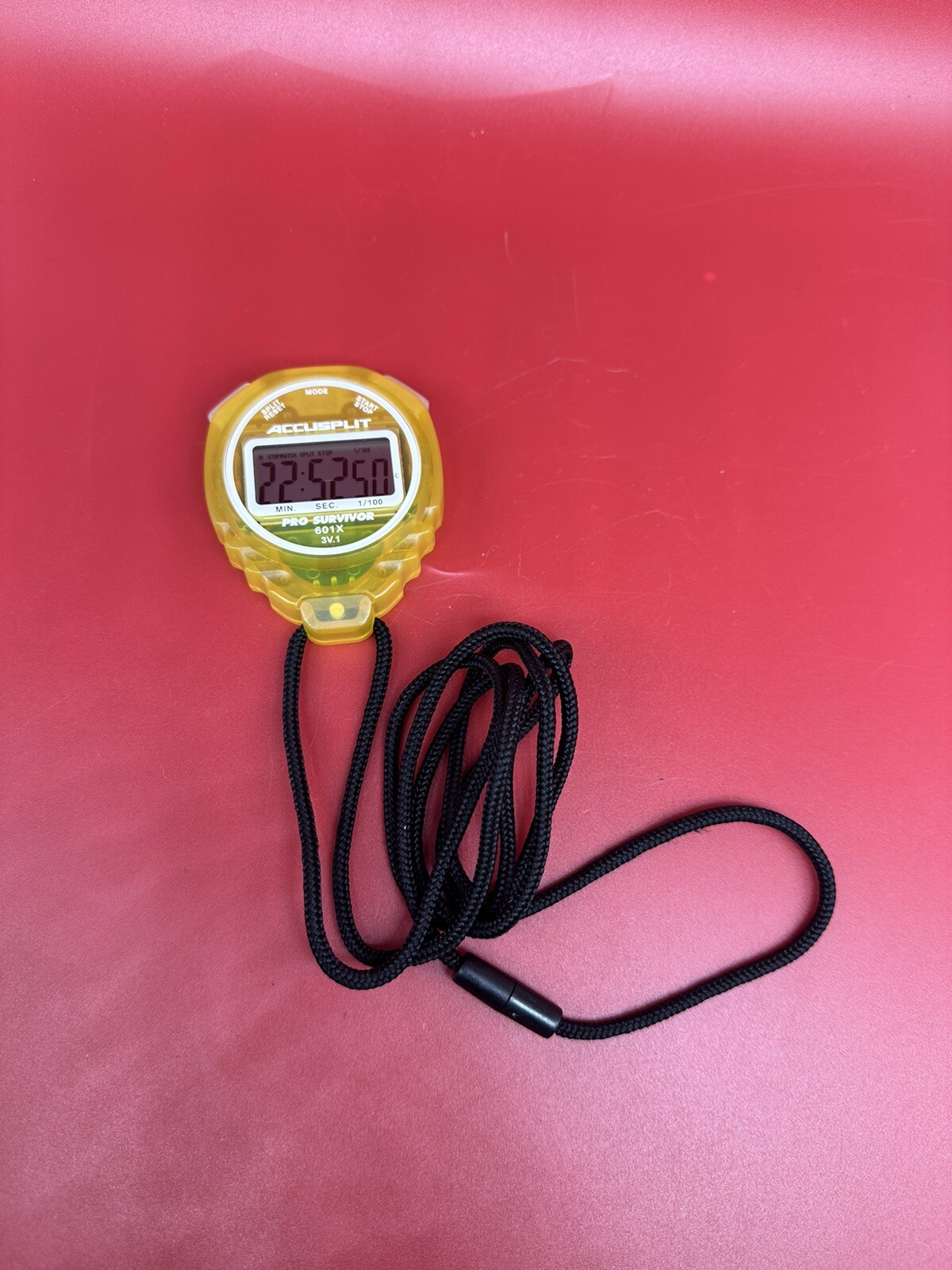 Used Accusplit Yellow Pro Survivor 601x 3V.1 Stopwatch Timer With New Battery