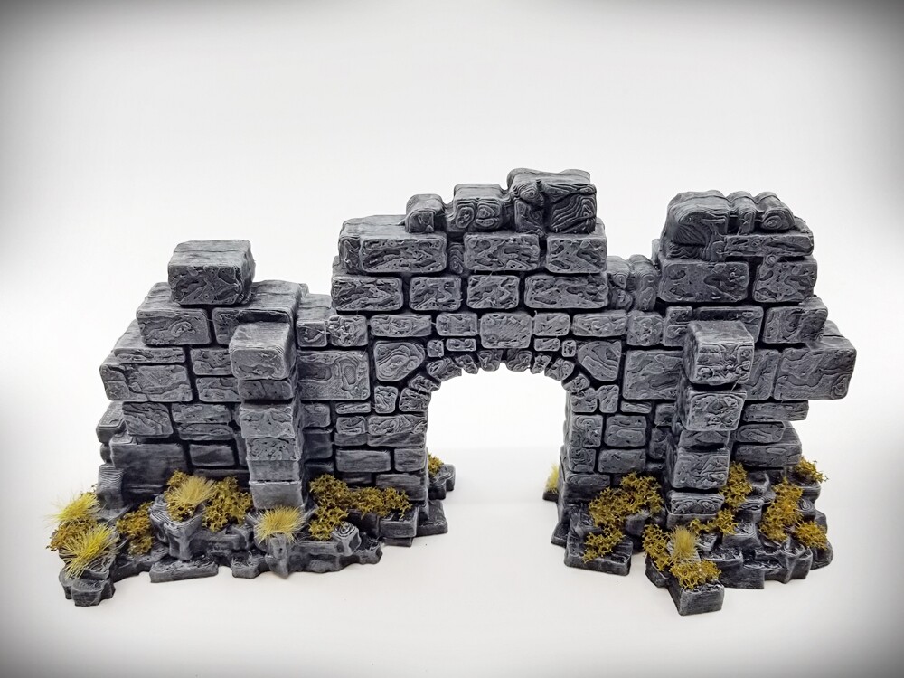 Ruins Terrain - Basic Archway Door Wall (Small) - Tabletop Wargaming RPG terrain