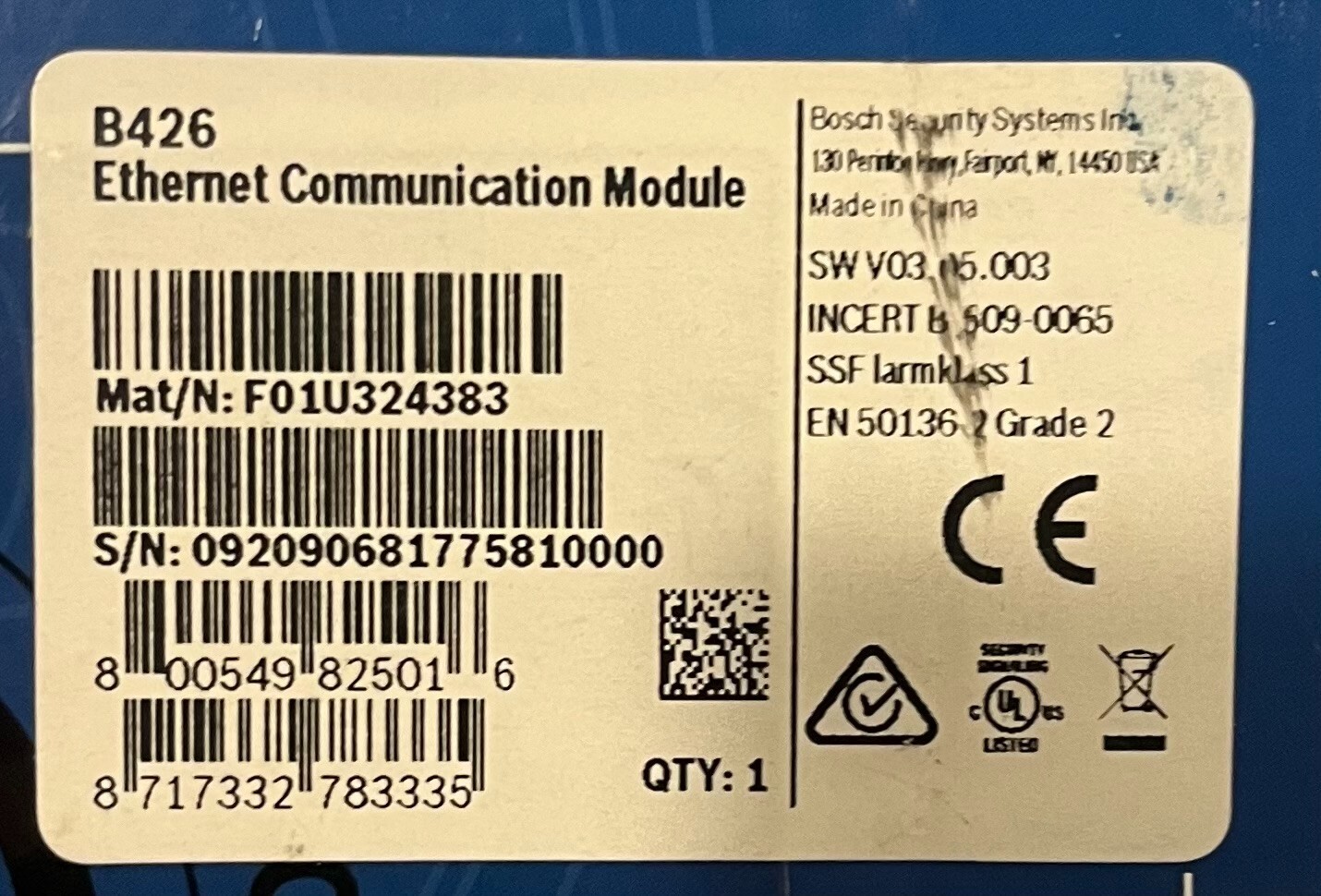 Bosch B426 Ethernet Communication Module