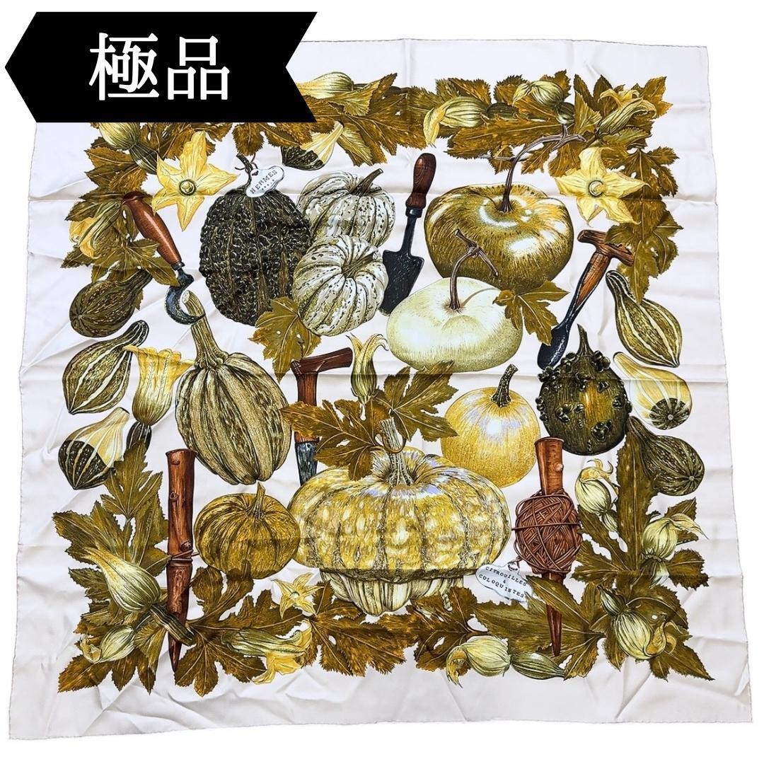 Hermes Carre 90/Scarf/Pumpkin And Corosint/Silk/Bandana/With Tag From Japan