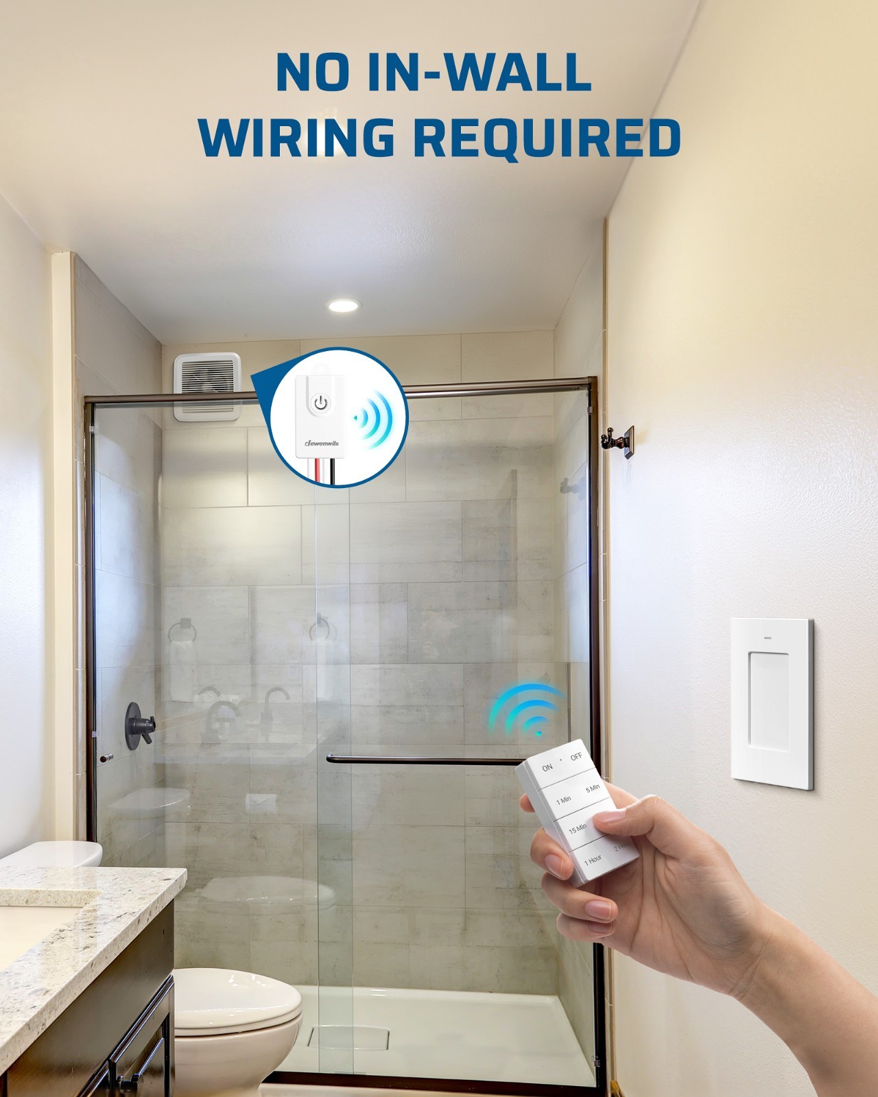 DEWENWILS Wireless Light Switch 15AMP High Power Receiver Kit with Timer, Indoor
