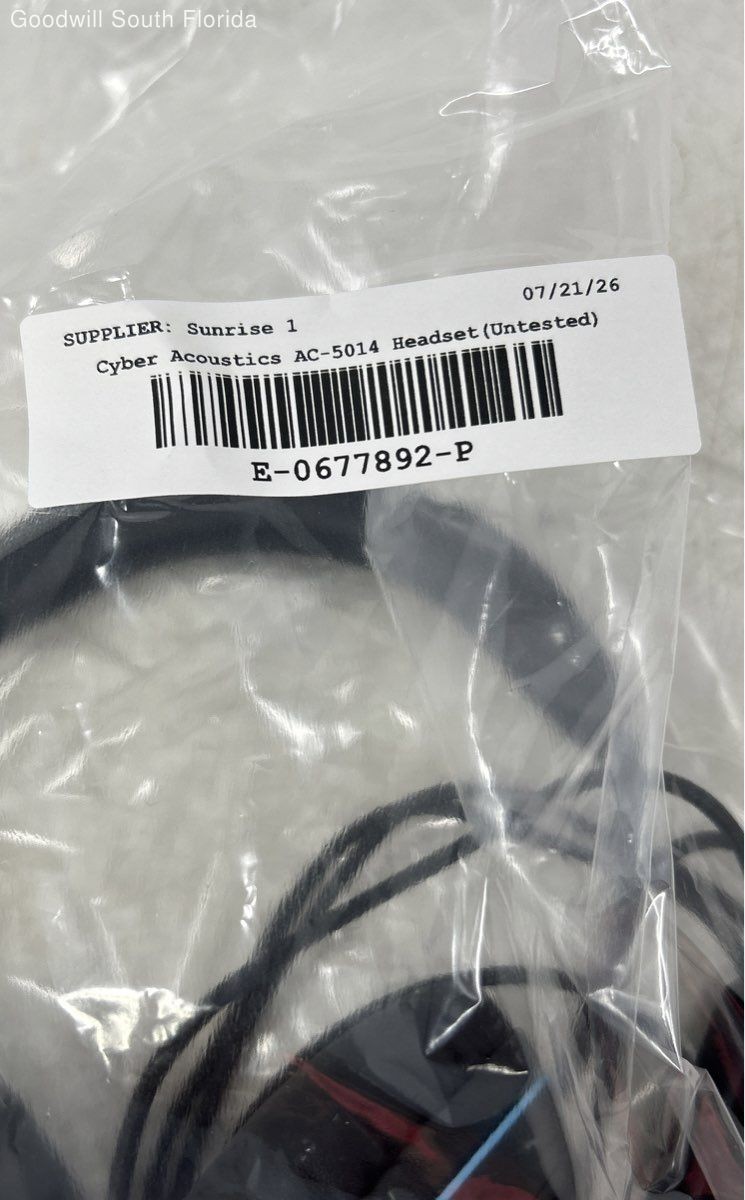 Cyber Acoustics AC-5014 Black Blue Durable USB-C Stereo Headset Untested