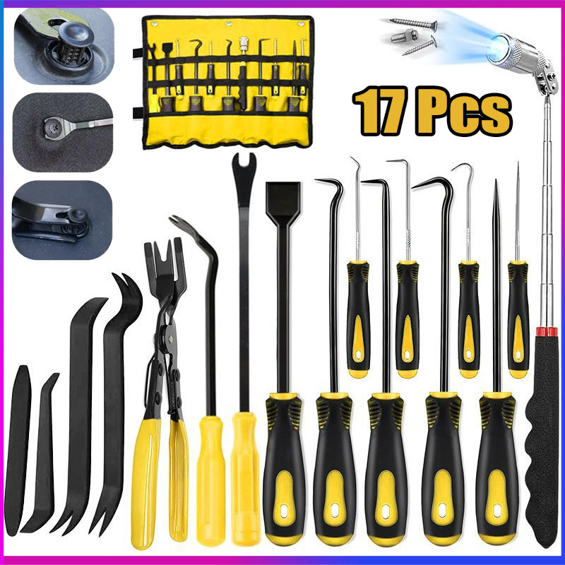 17 Auto Trim Removal Tool Kit Car Panel Door Window Fastener Remover Pry Too Set