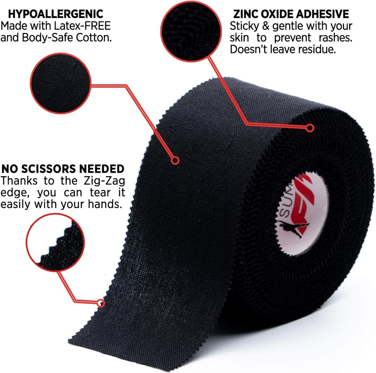 Versatile Black Athletic Tape Kit: Strong Support for Ankle, Wrist, and Fingers