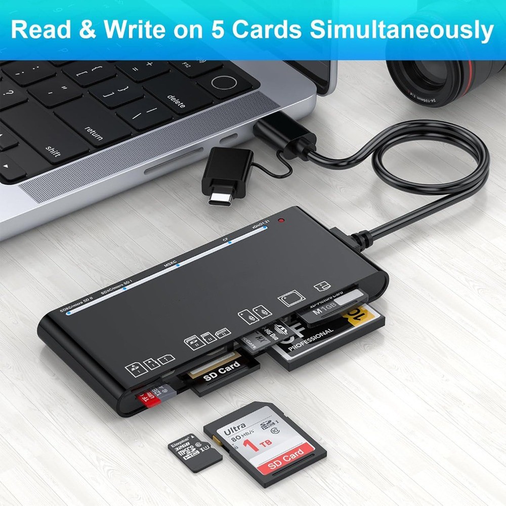 7-in-1 USB 3.0 Memory Card Reader High-Speed Adapter for Micro SD SDXC CF SDHC