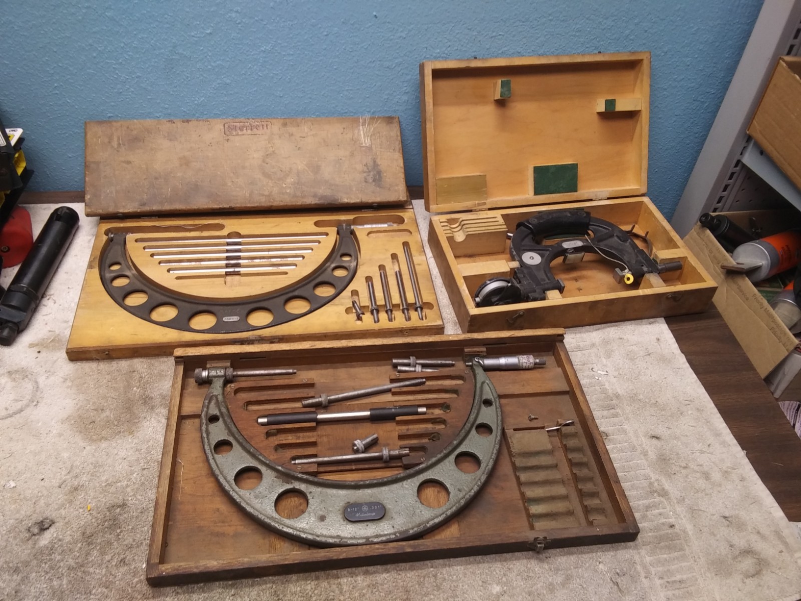 Vintage Machinist Tool Lot Outside Micrometer, Snap Gage Starrett, Mitutoyo