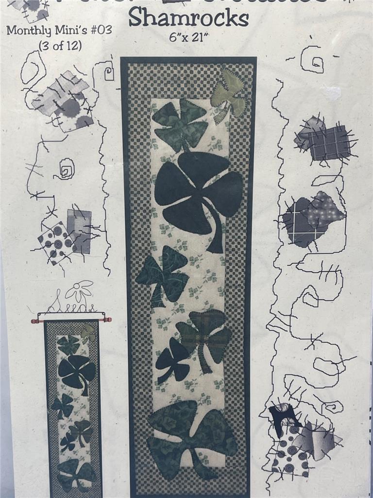 PATCH ABILITIES Quilt Pattern - SHAMROCKS - 6" x 21" Monthly Mini's #03