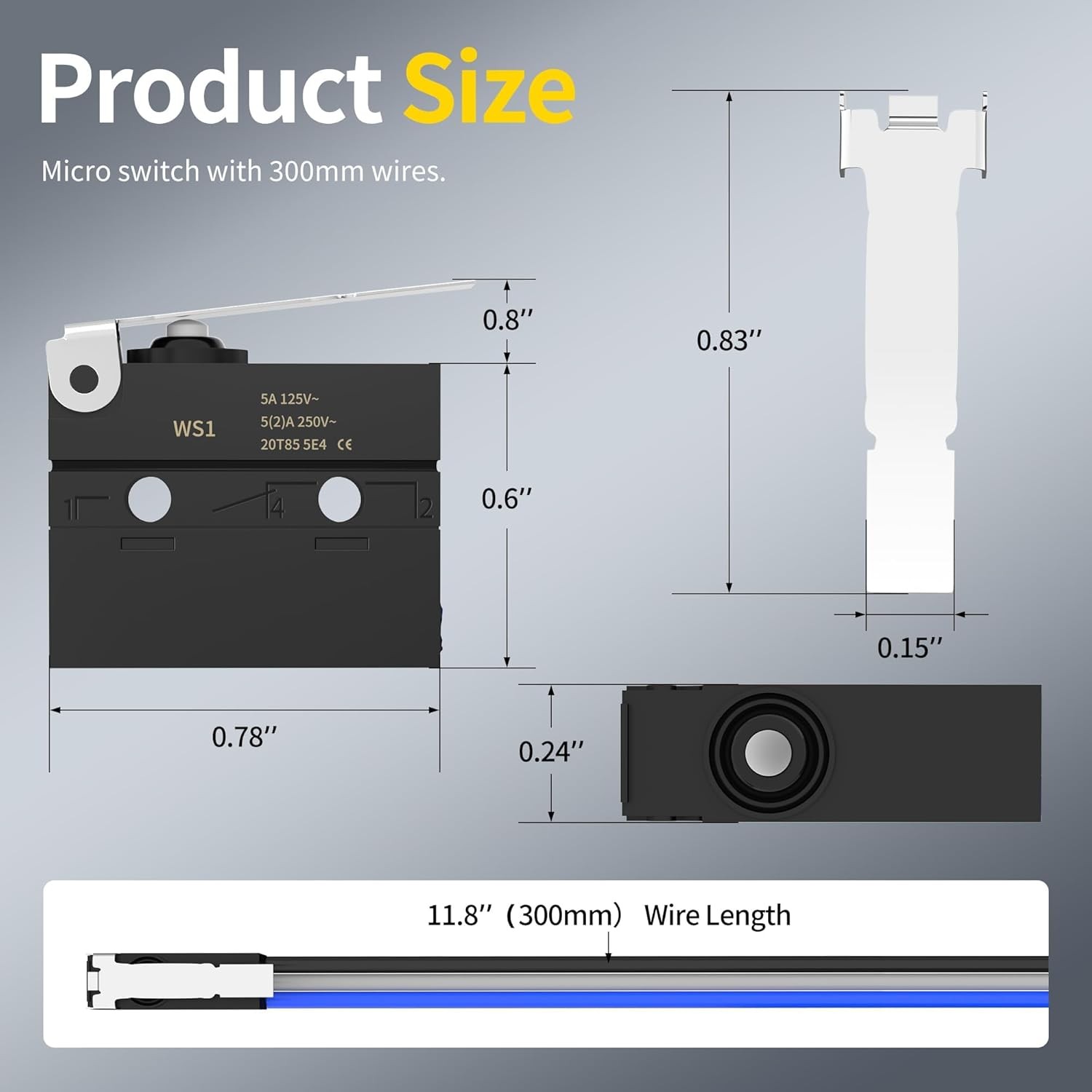 Joinfworld Waterproof Micro Limit Switch with Hinge Lever 6A 12V DC Lever...