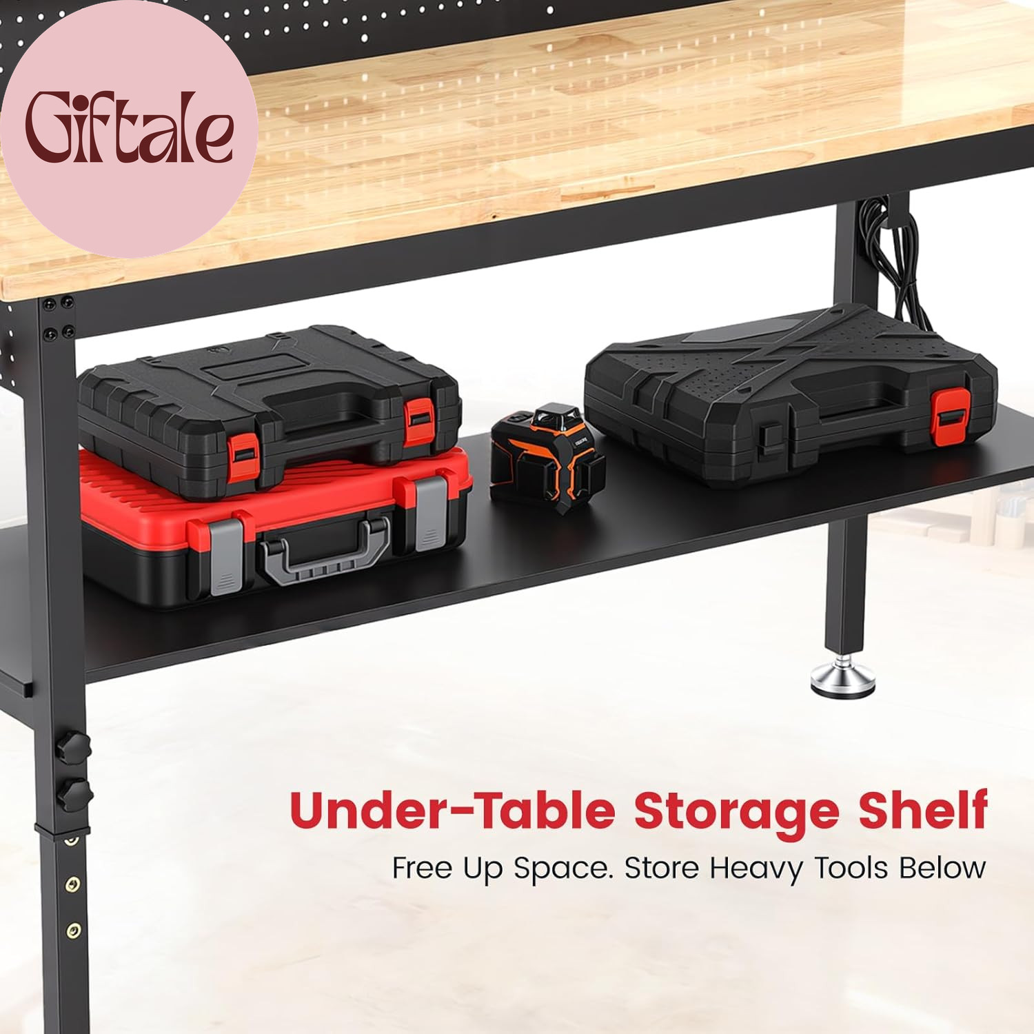 60'' Heavy Duty Workbench 3000 LBS Load Capacity Adjustable Height Garage Work B