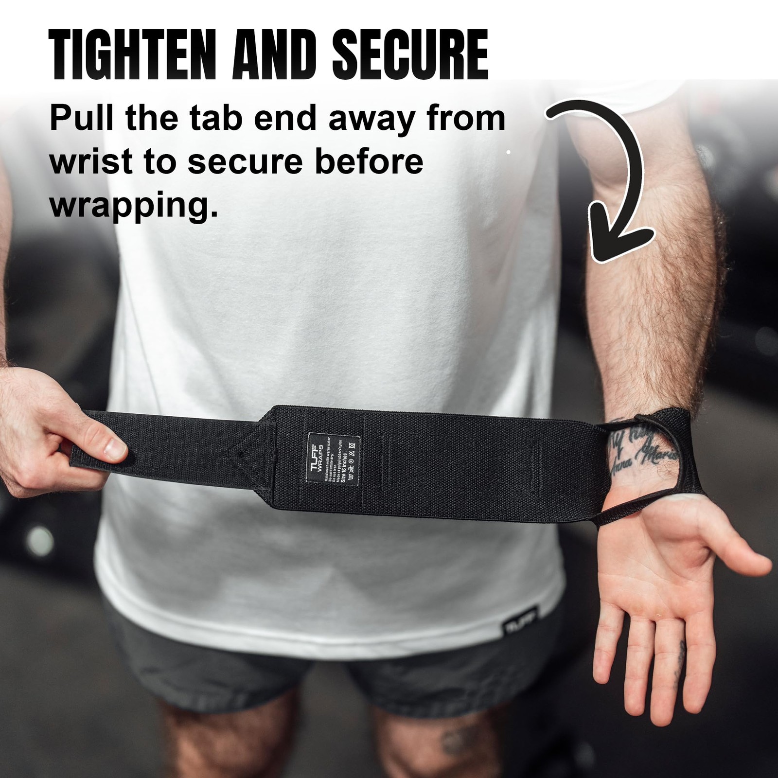 TuffWraps 16" Wrist Straps for Gym - No Thumb Loops - Powerlifting, Weightlif...