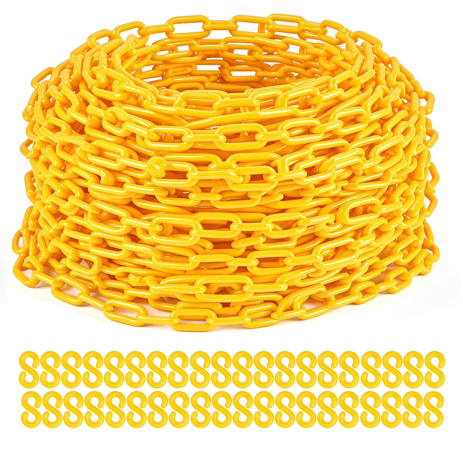 Drawpies Plastic Chain, 200Ft Yellow Chains Links, Large 200Ft-1Piece,