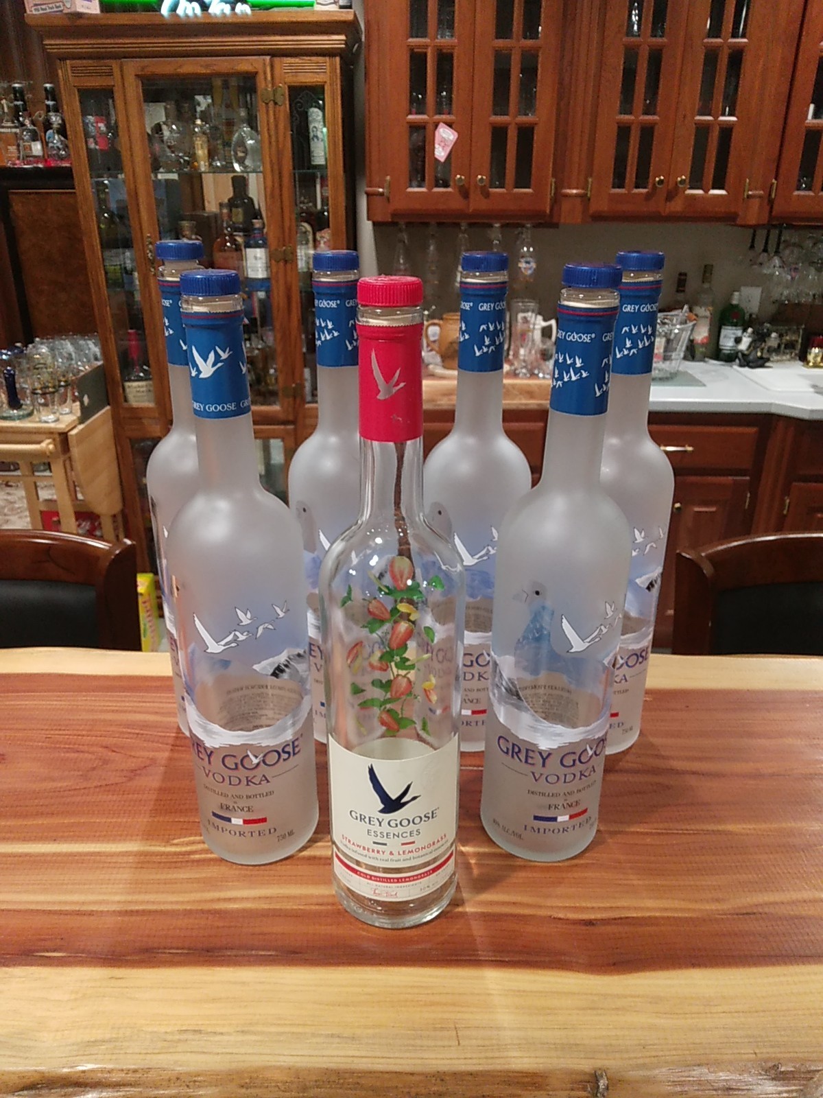 Empty Grey Goose Vodka Bottles 750ml Craft Display Art Decor W/Stoppers Lot Of 7