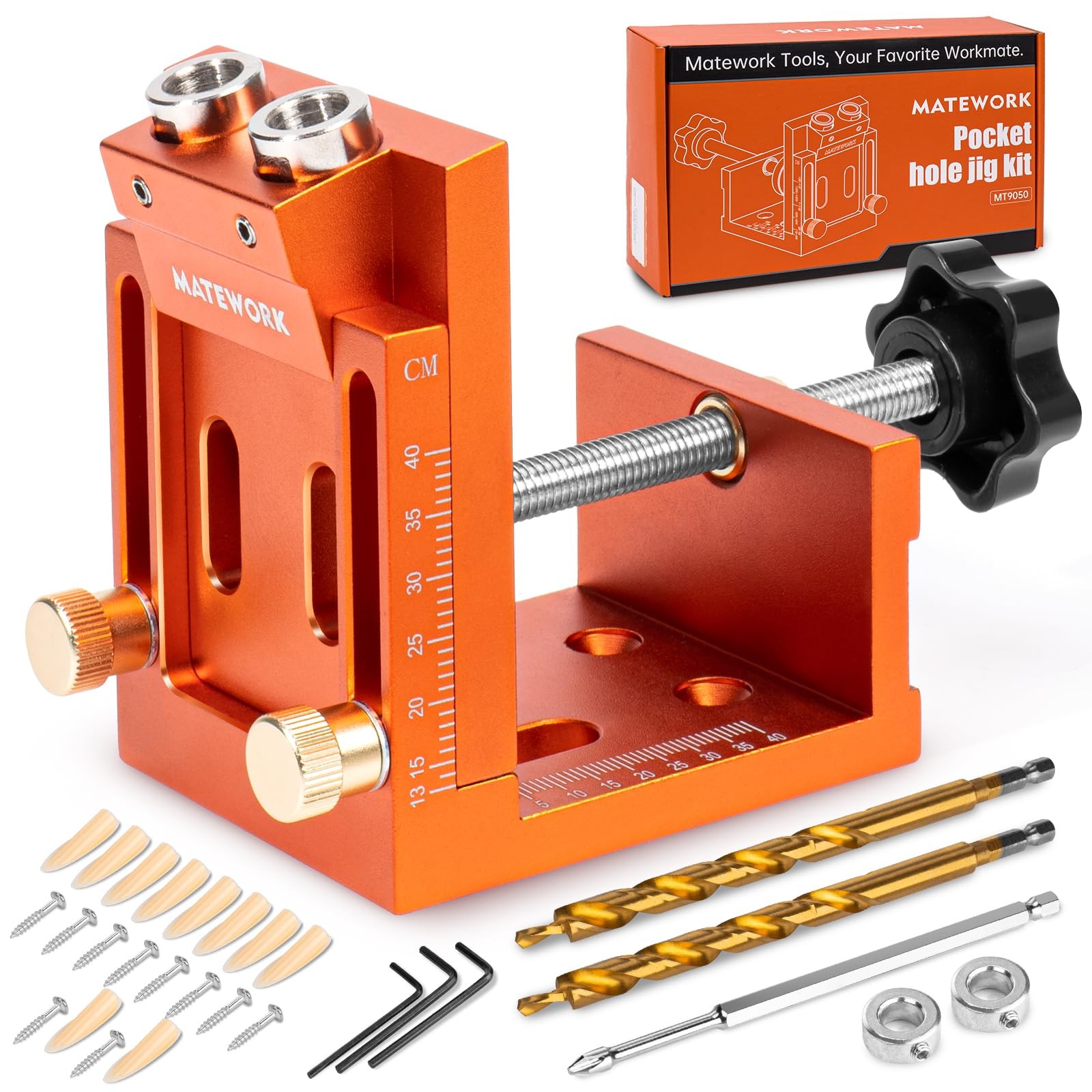 Pocket Hole Jig Kit, Matework Adjustable Medium, Orange-For oblique holes