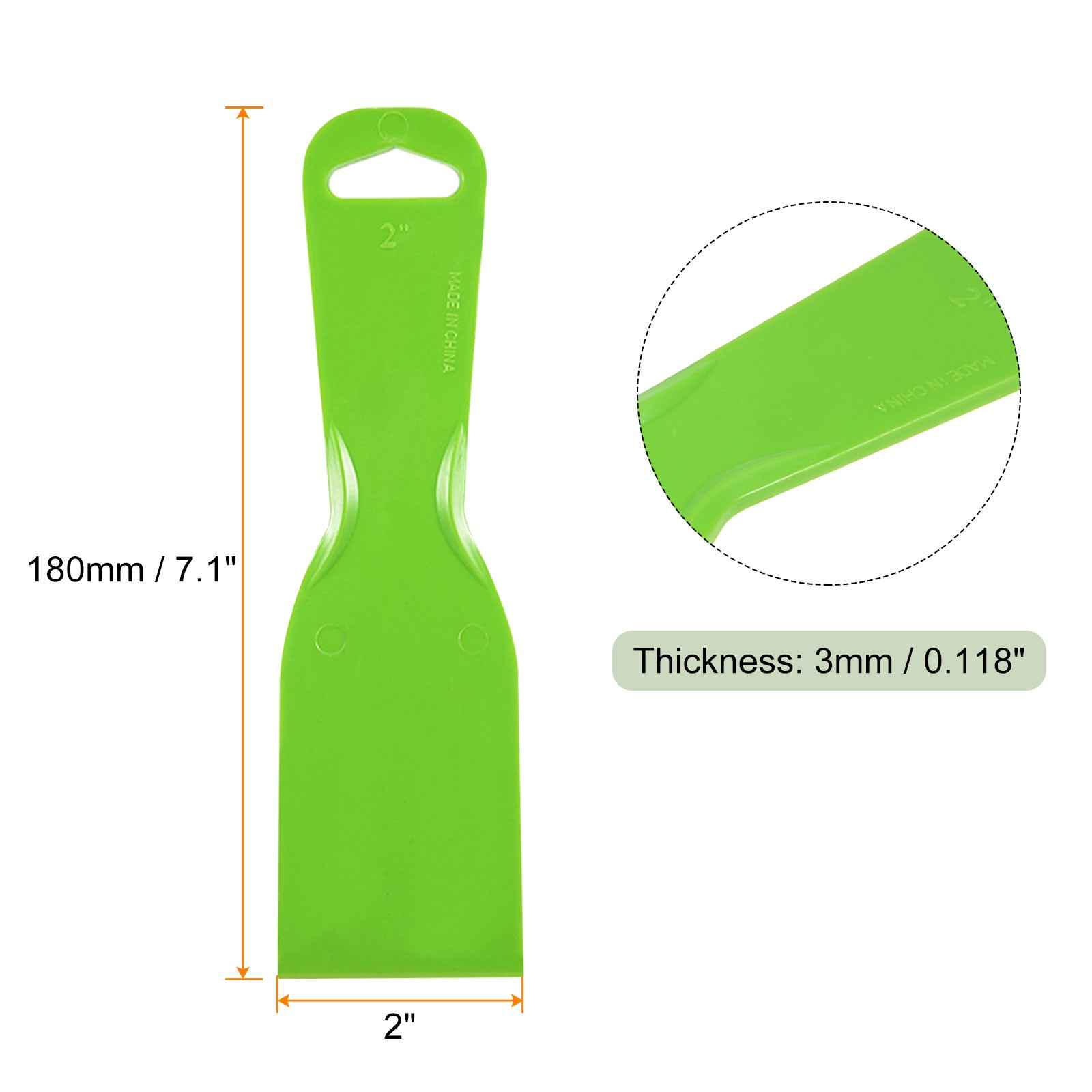 10pcs Putty Scraper 2" Width 3mm Thin Flexible Plastic Putty Knife Green
